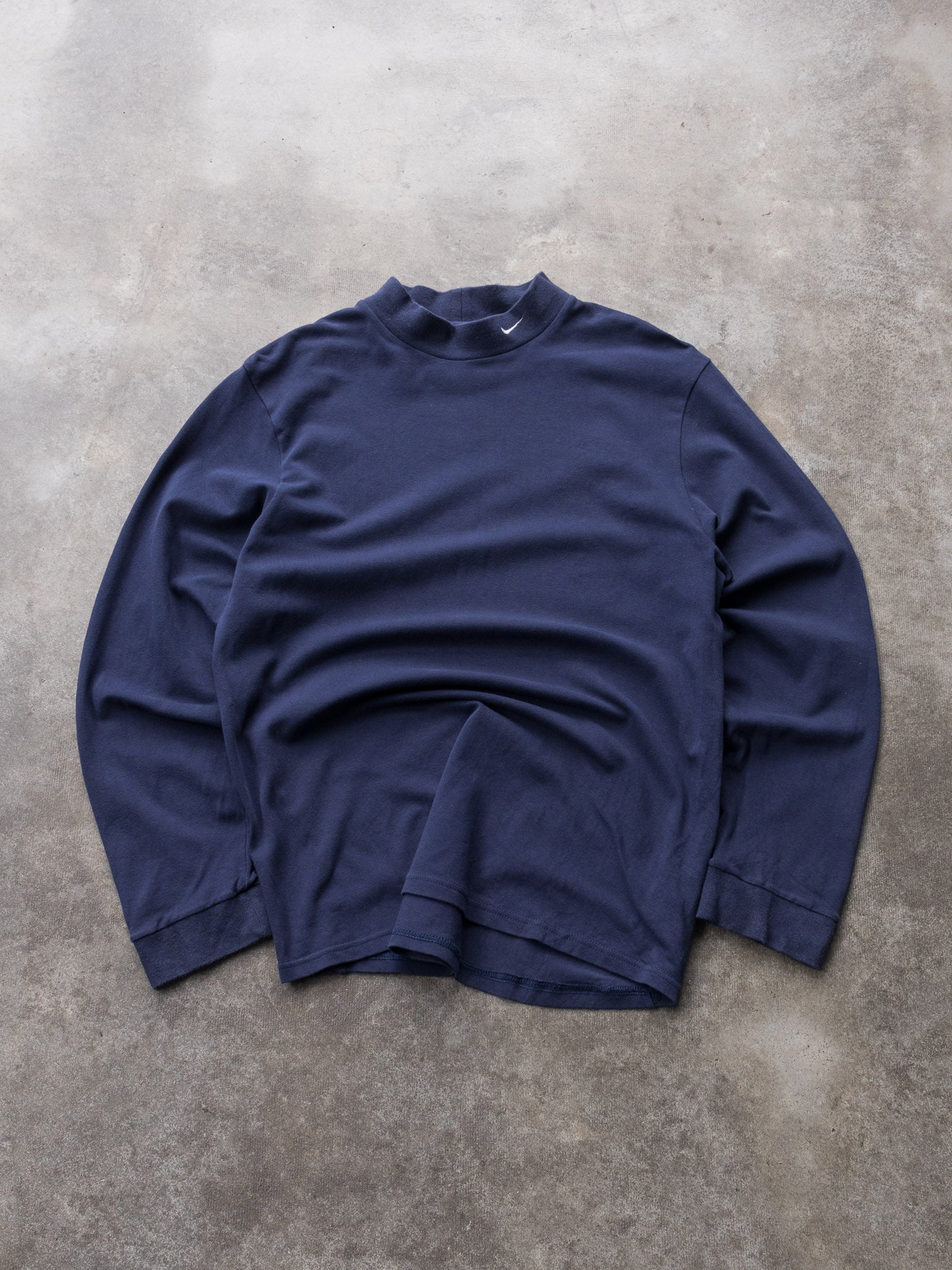 Vintage 00s Navy Nike Swoosh Mock Neck Long Sleeve (M)