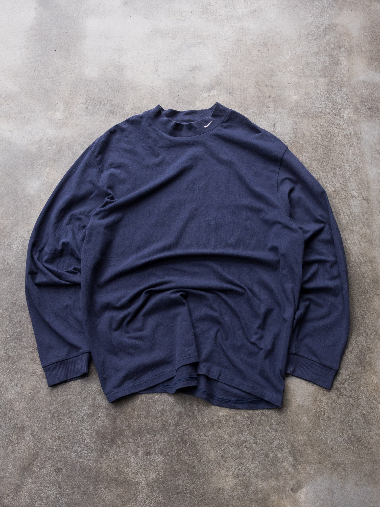Vintage 00s Navy Nike Swoosh Mock Neck Long Sleeve (XL)