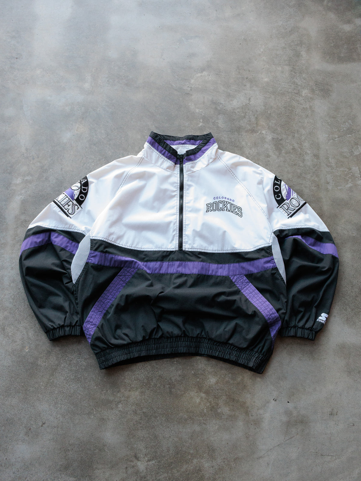 Vintage 90s White Starter Colorado Rockies Pullover Jacket (XL)