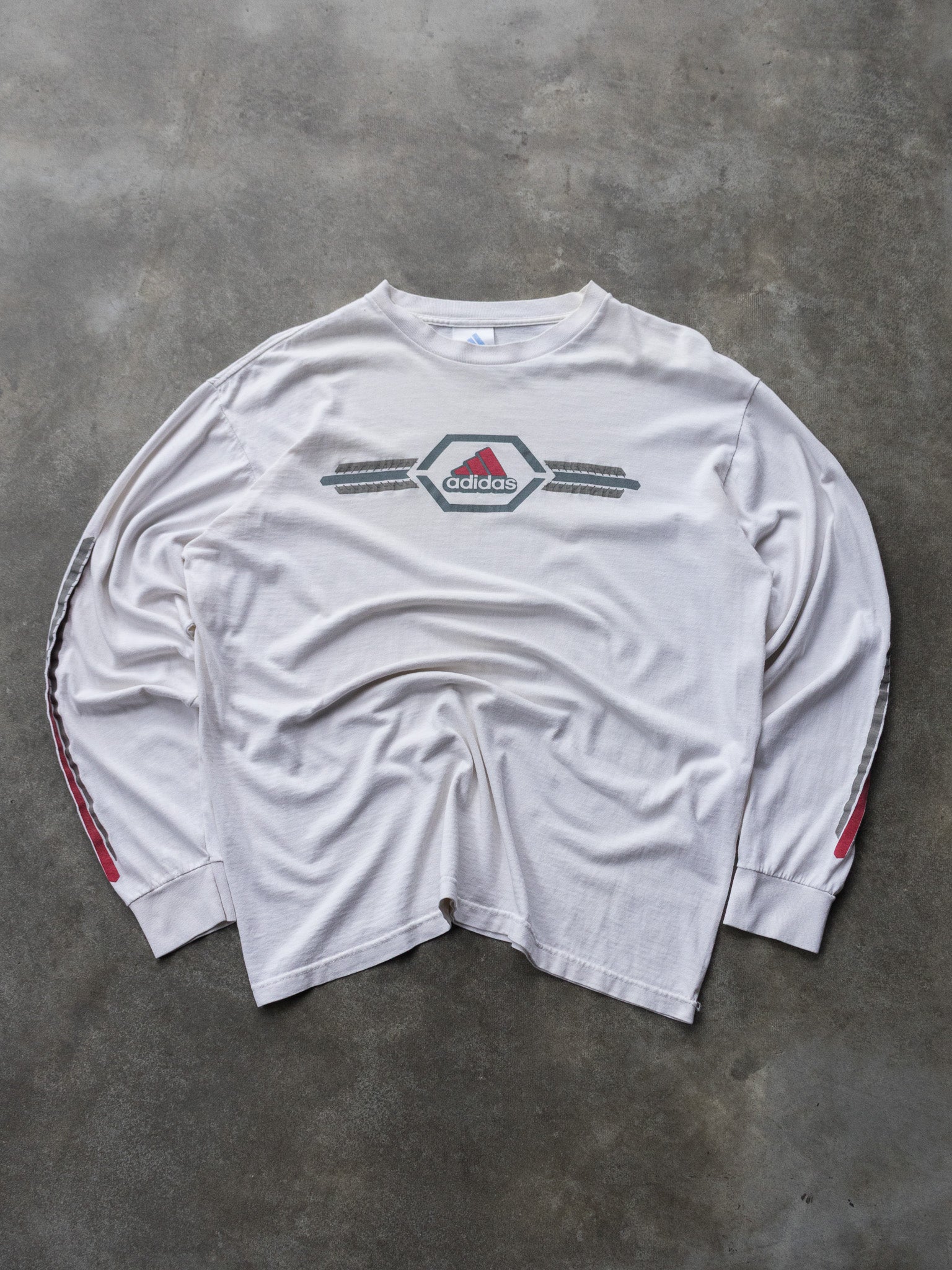 Vintage 90s White Adidas Long Sleeve (XL)