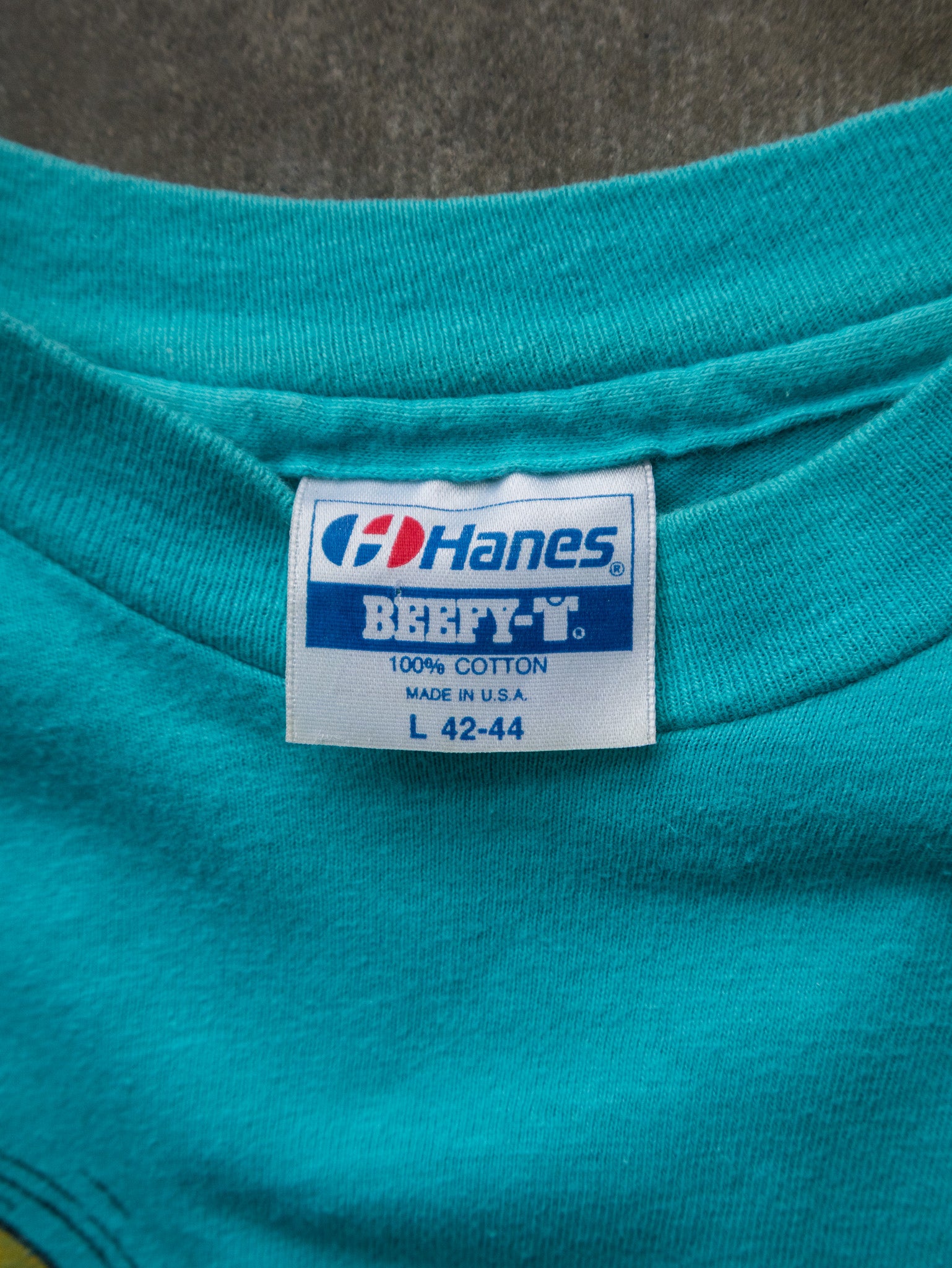 Vintage 1985 Turquoise Sun Your Buns Graphic Tee (M)