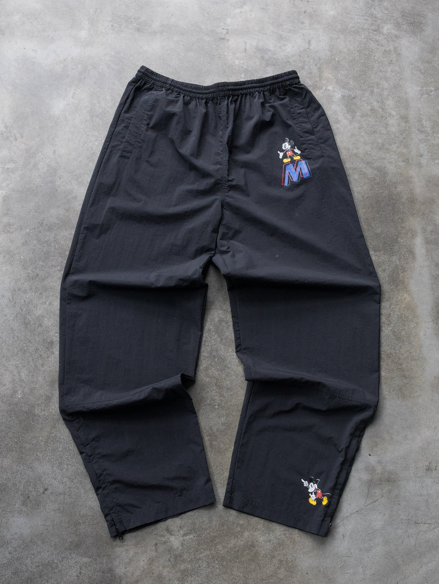 Vintage Black Mickey Mouse Track Pants (L)