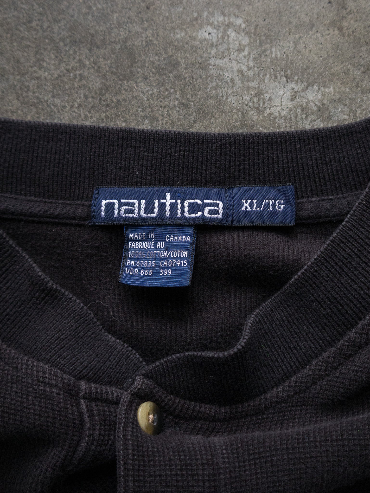 Vintage Black Nautica Henley Long Sleeve (XL)