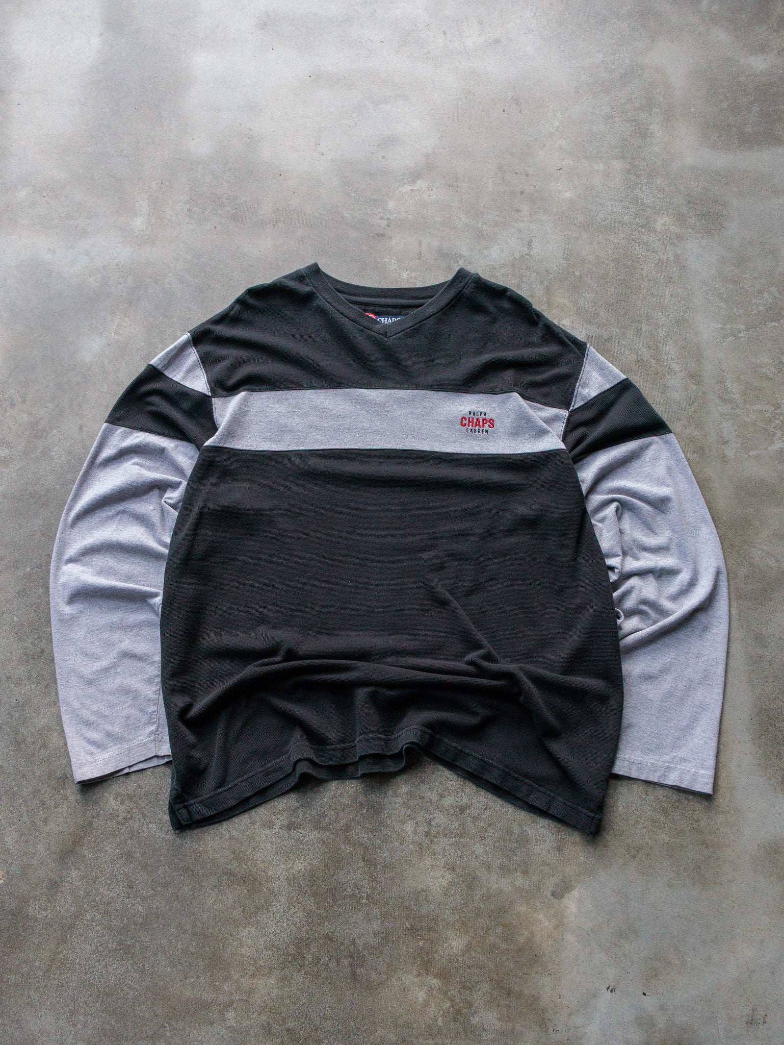 Vintage 90s Black & Grey Chaps Ralph Lauren Long Sleeve (XL)