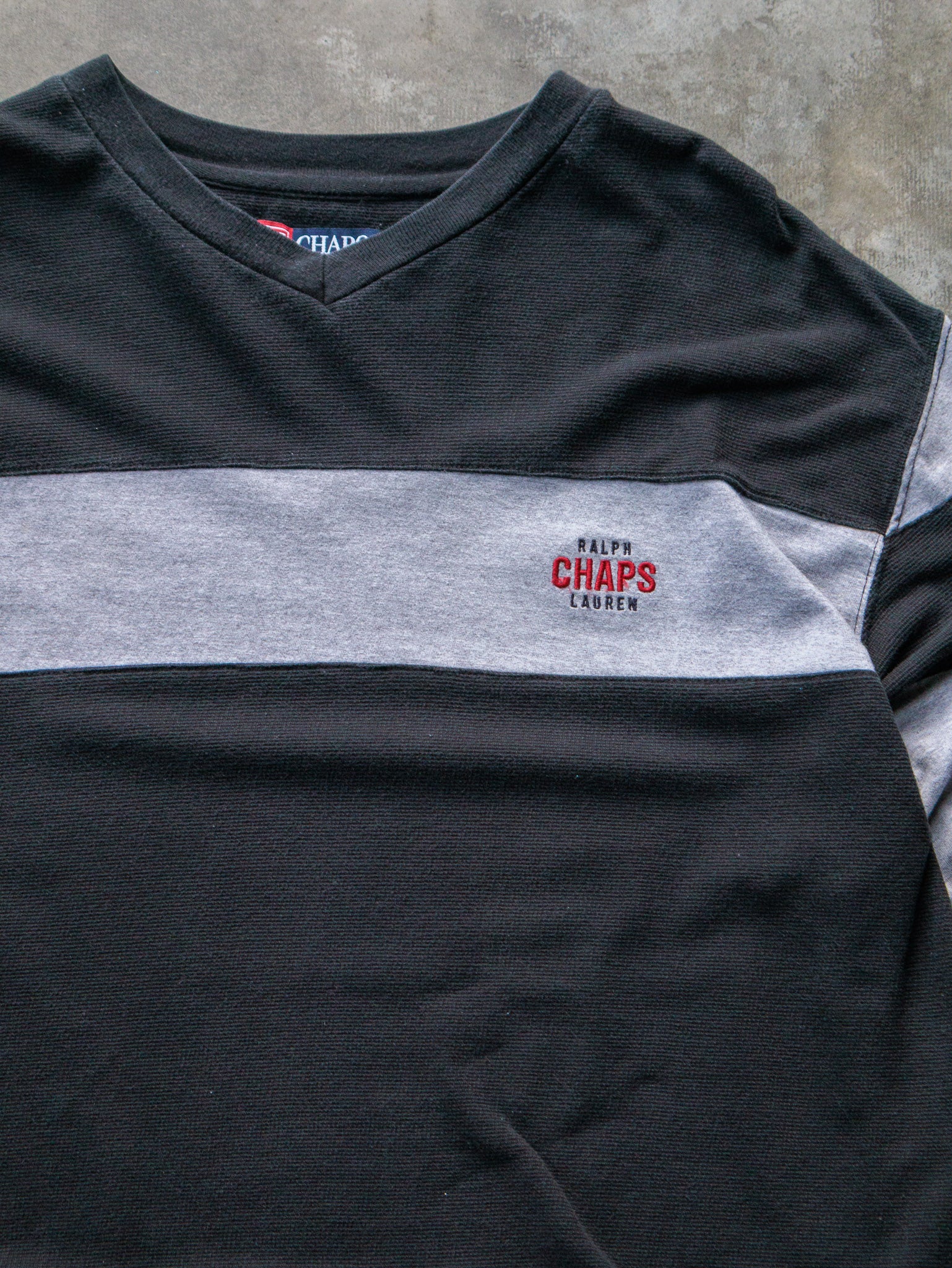 Vintage 90s Black & Grey Chaps Ralph Lauren Long Sleeve (XL)