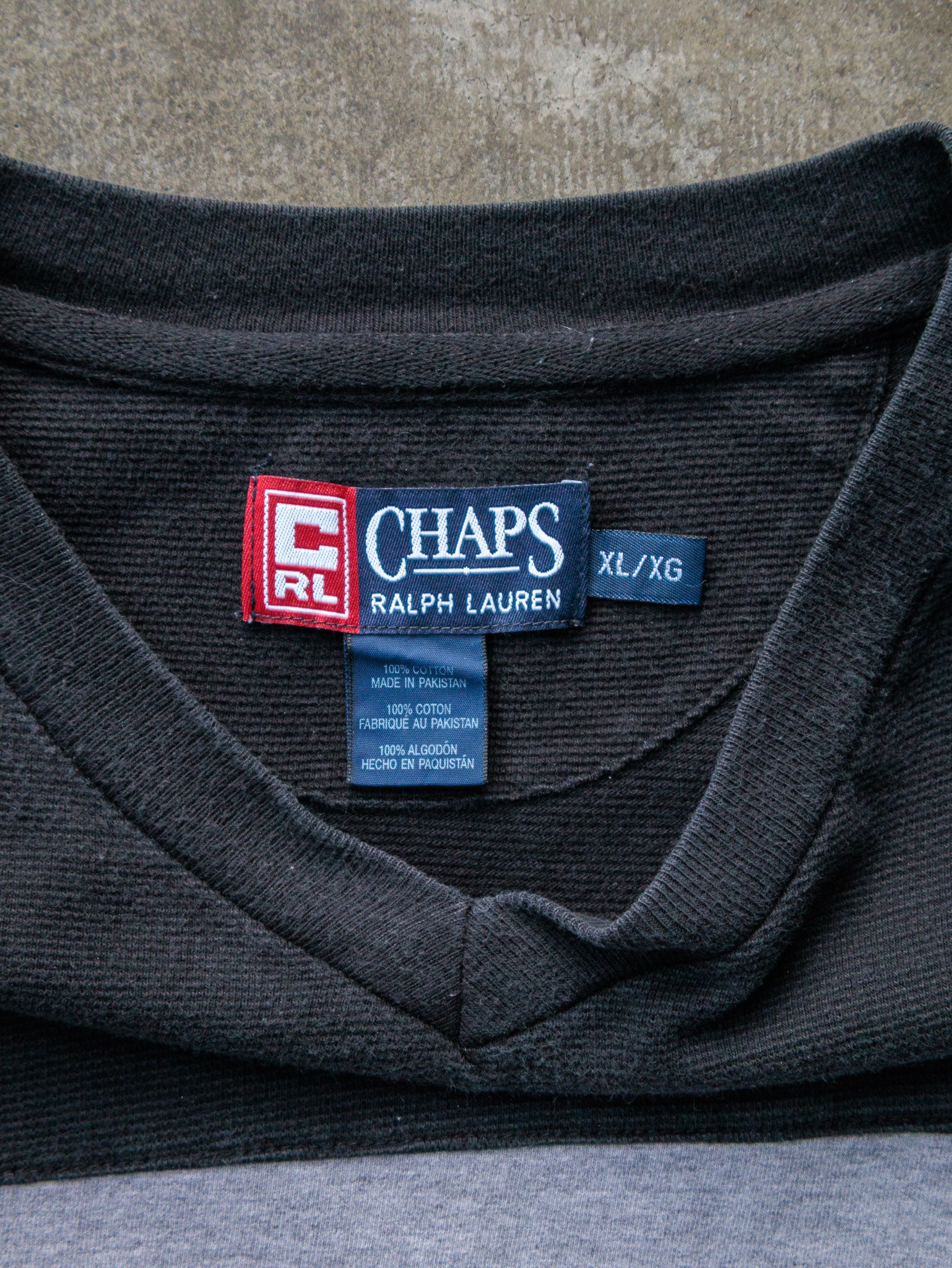 Vintage 90s Black & Grey Chaps Ralph Lauren Long Sleeve (XL)