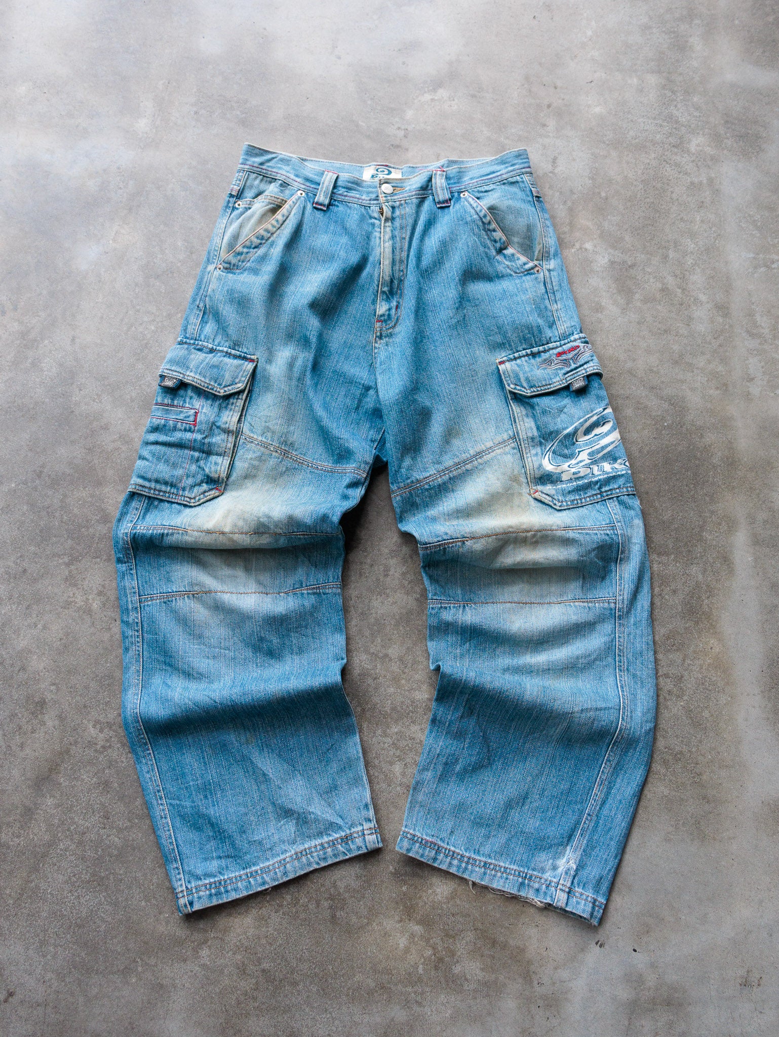 Vintage 00s Blue Piko Denim Cargo Pants (L)