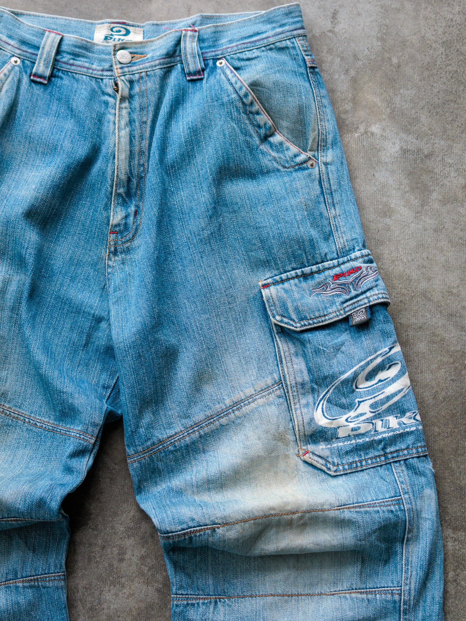 Vintage 00s Blue Piko Denim Cargo Pants (L)