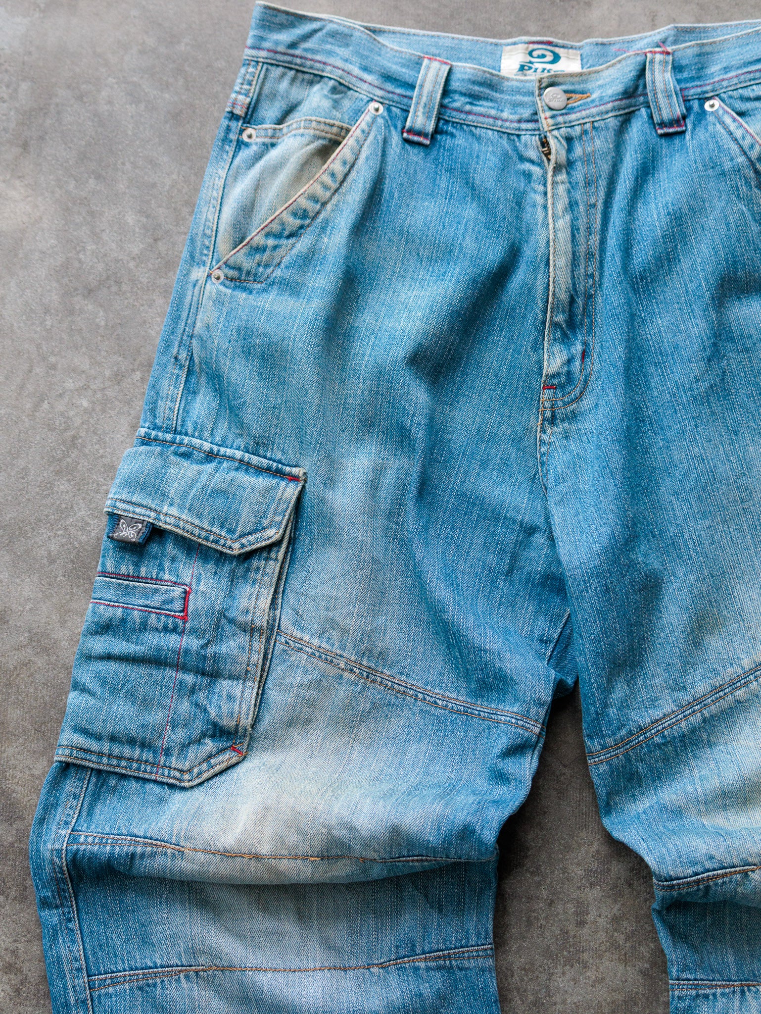Vintage 00s Blue Piko Denim Cargo Pants (L)