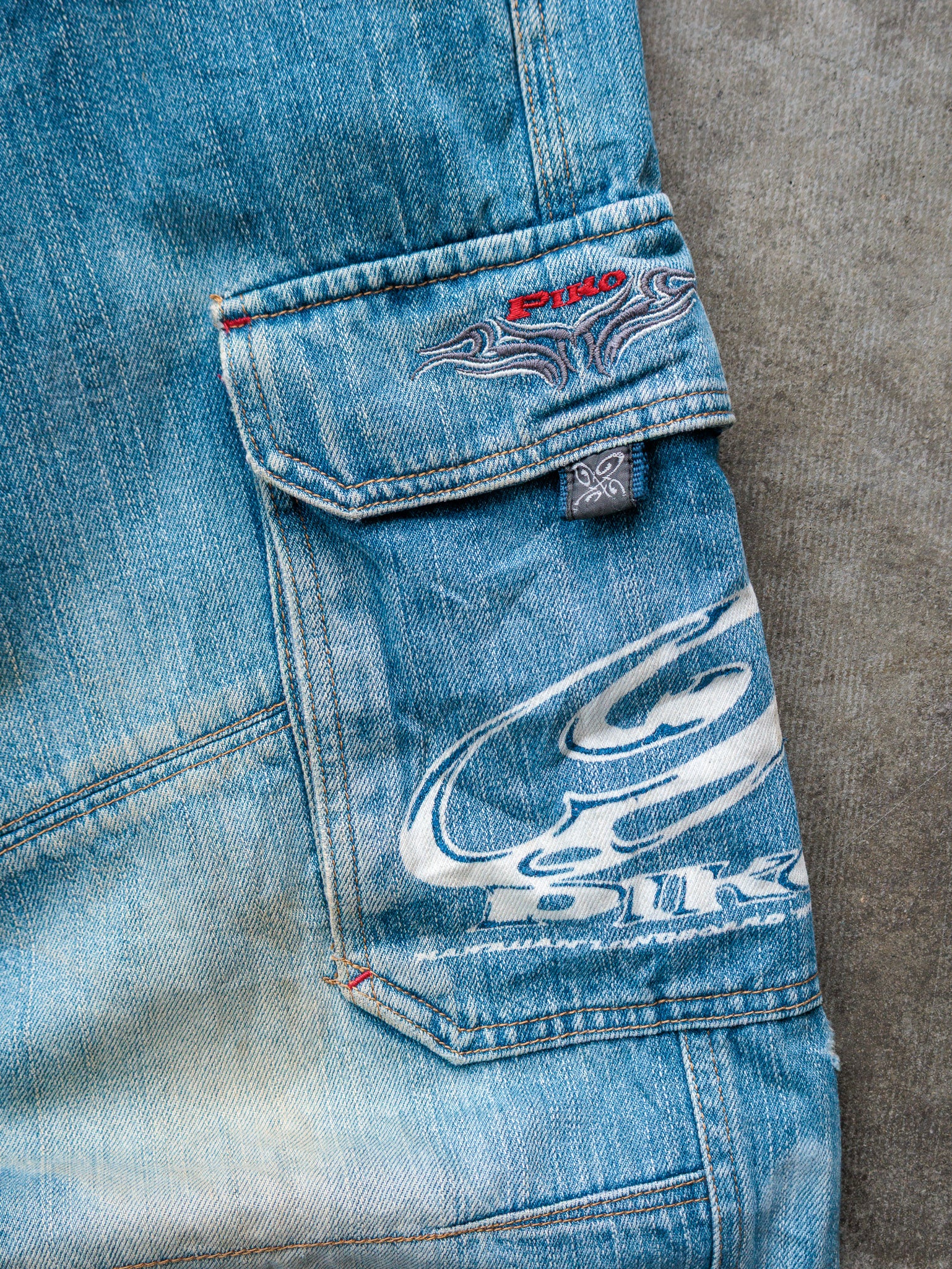 Vintage 00s Blue Piko Denim Cargo Pants (L)