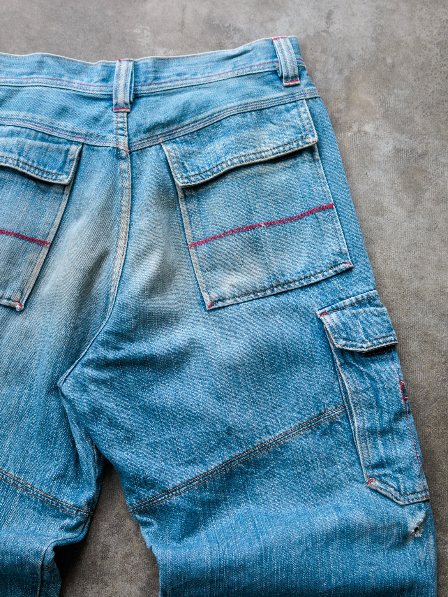 Vintage 00s Blue Piko Denim Cargo Pants (L)