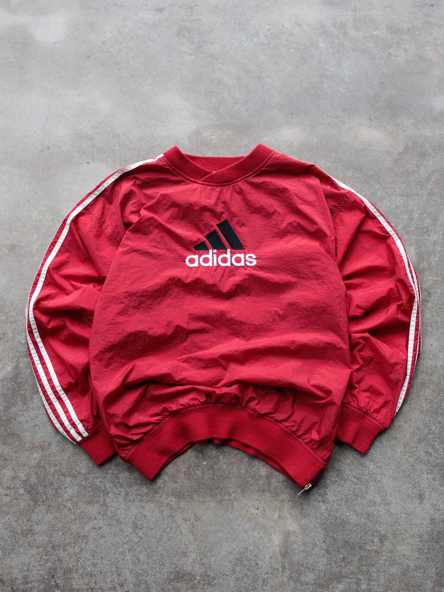 Vintage 90s Red Adidas V-Neck Windbreaker (S)