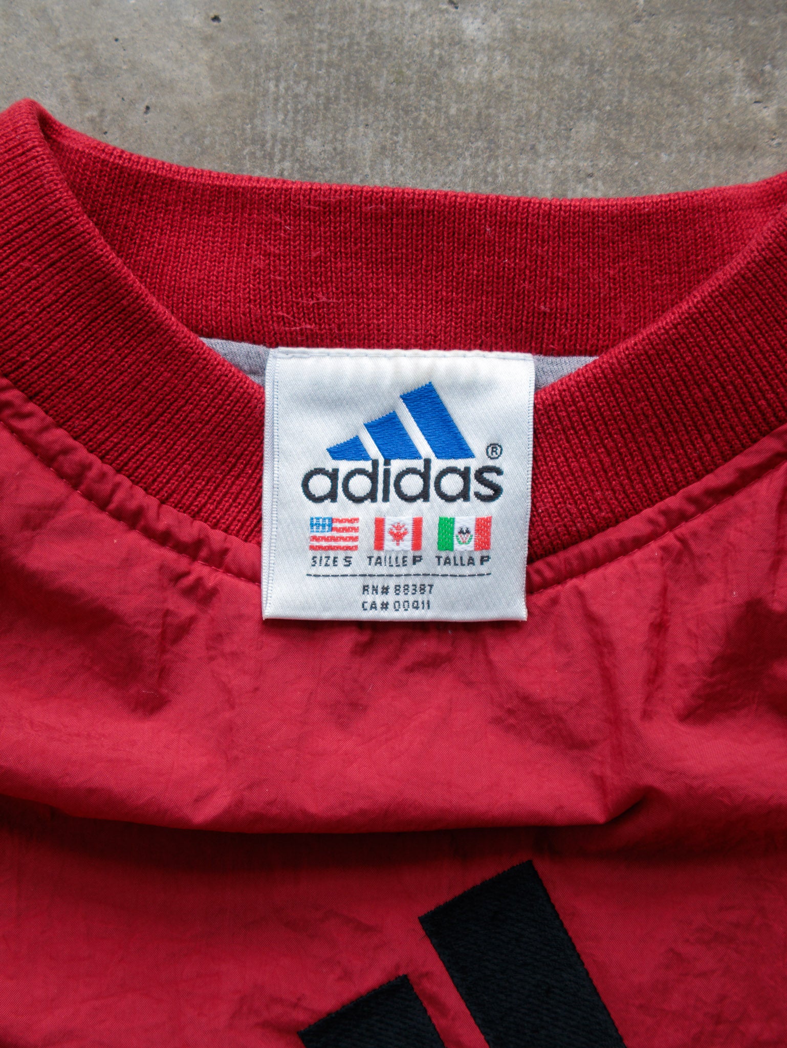 Vintage 90s Red Adidas V-Neck Windbreaker (S)