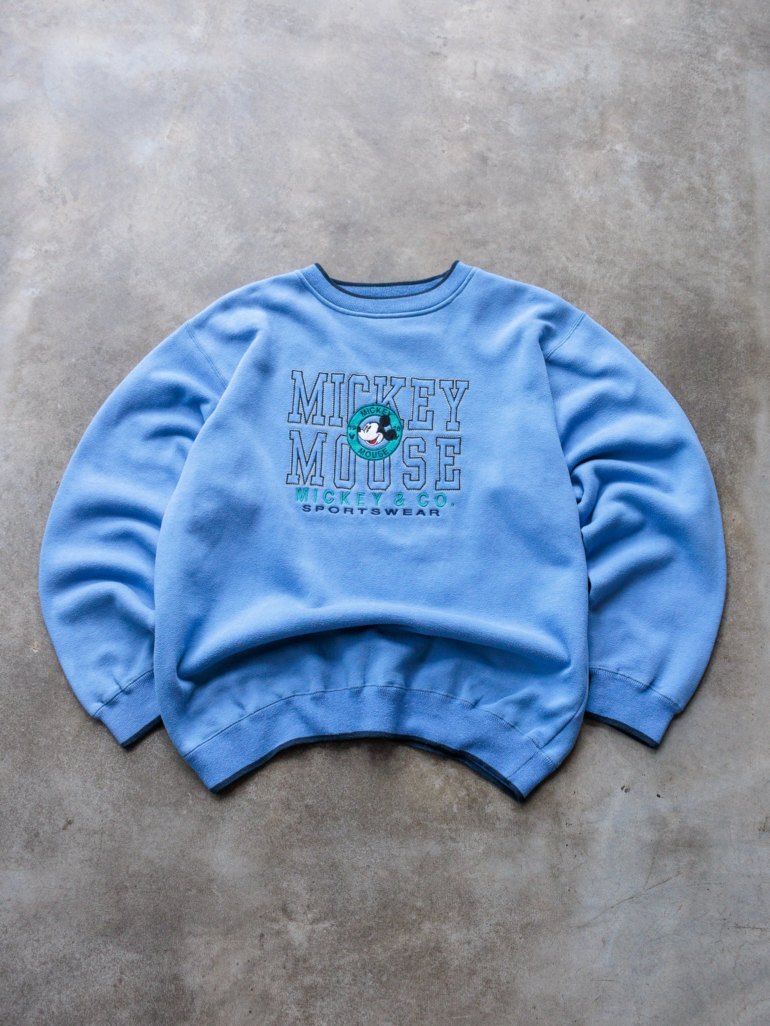 Vintage 90s Light Blue Mickey & Co Sportswear Sweatshirt (XL)