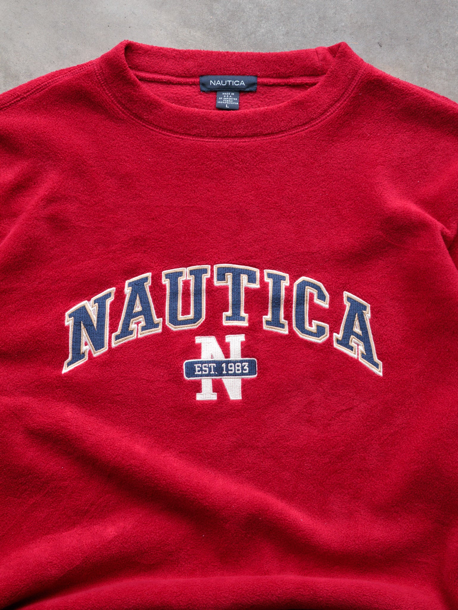 Vintage 90s Red Nautica Fleece Sweatshirt (L)
