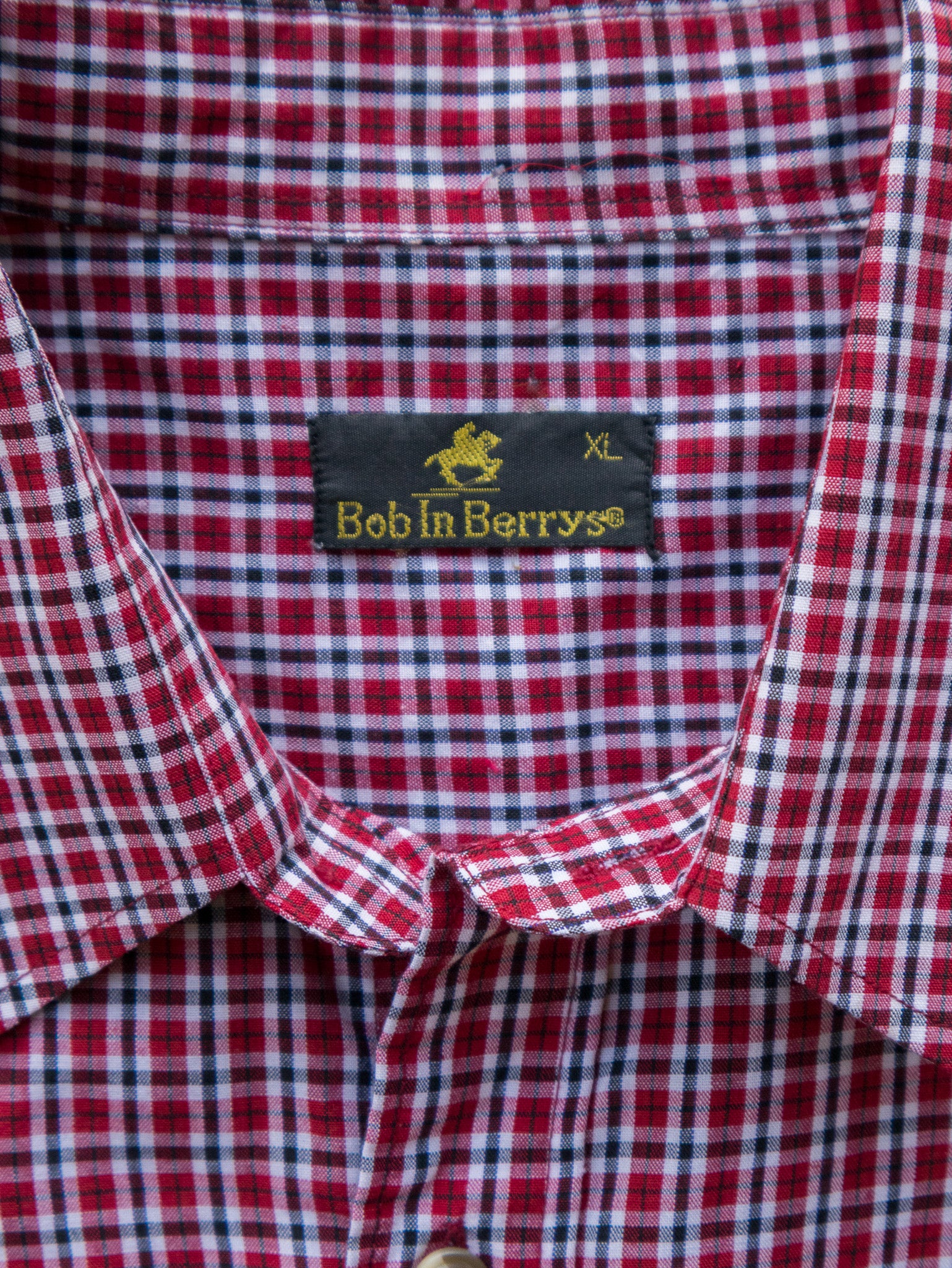 Vintage Red Check Cropped Shirt (L)