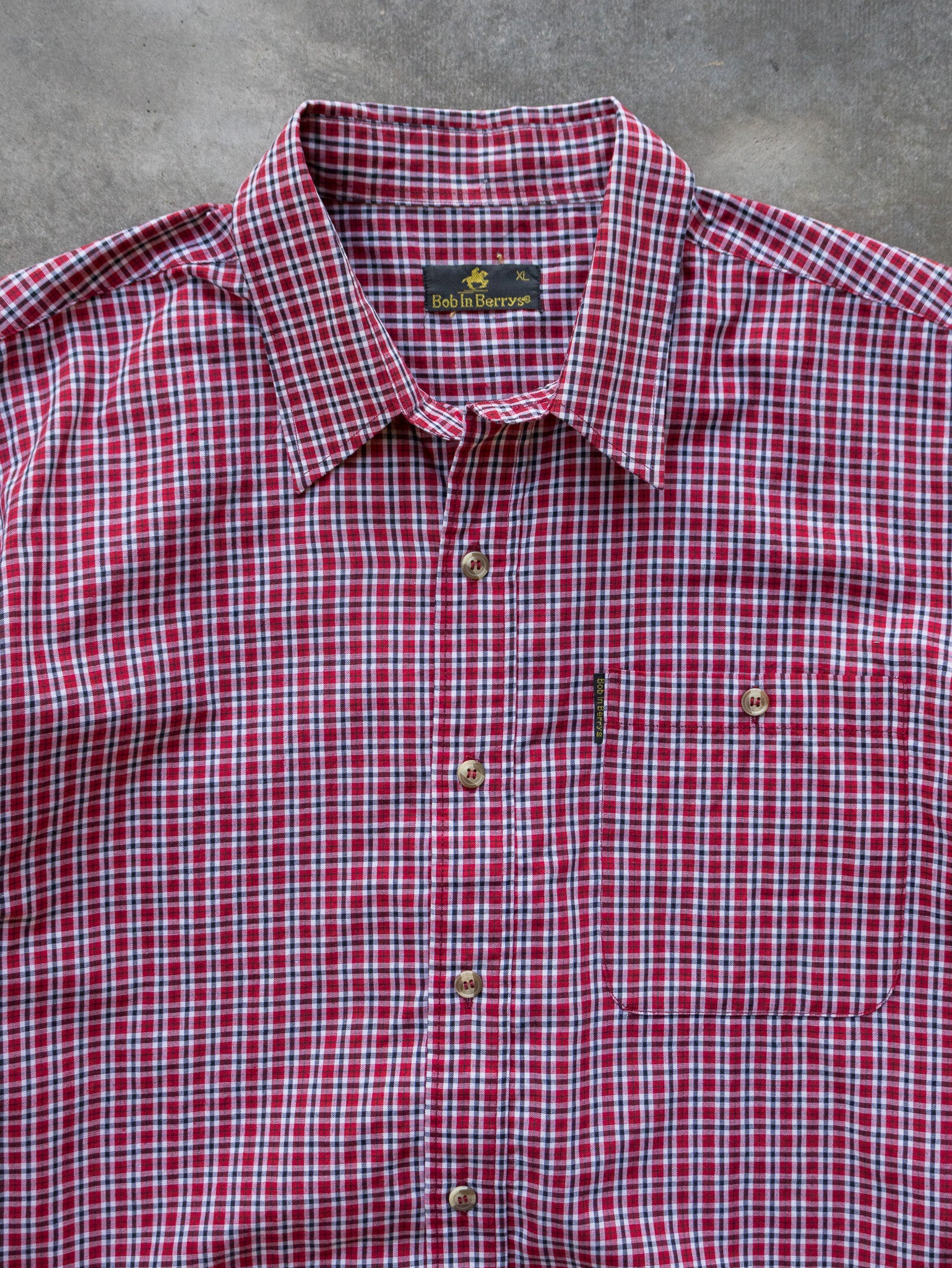 Vintage Red Check Cropped Shirt (L)