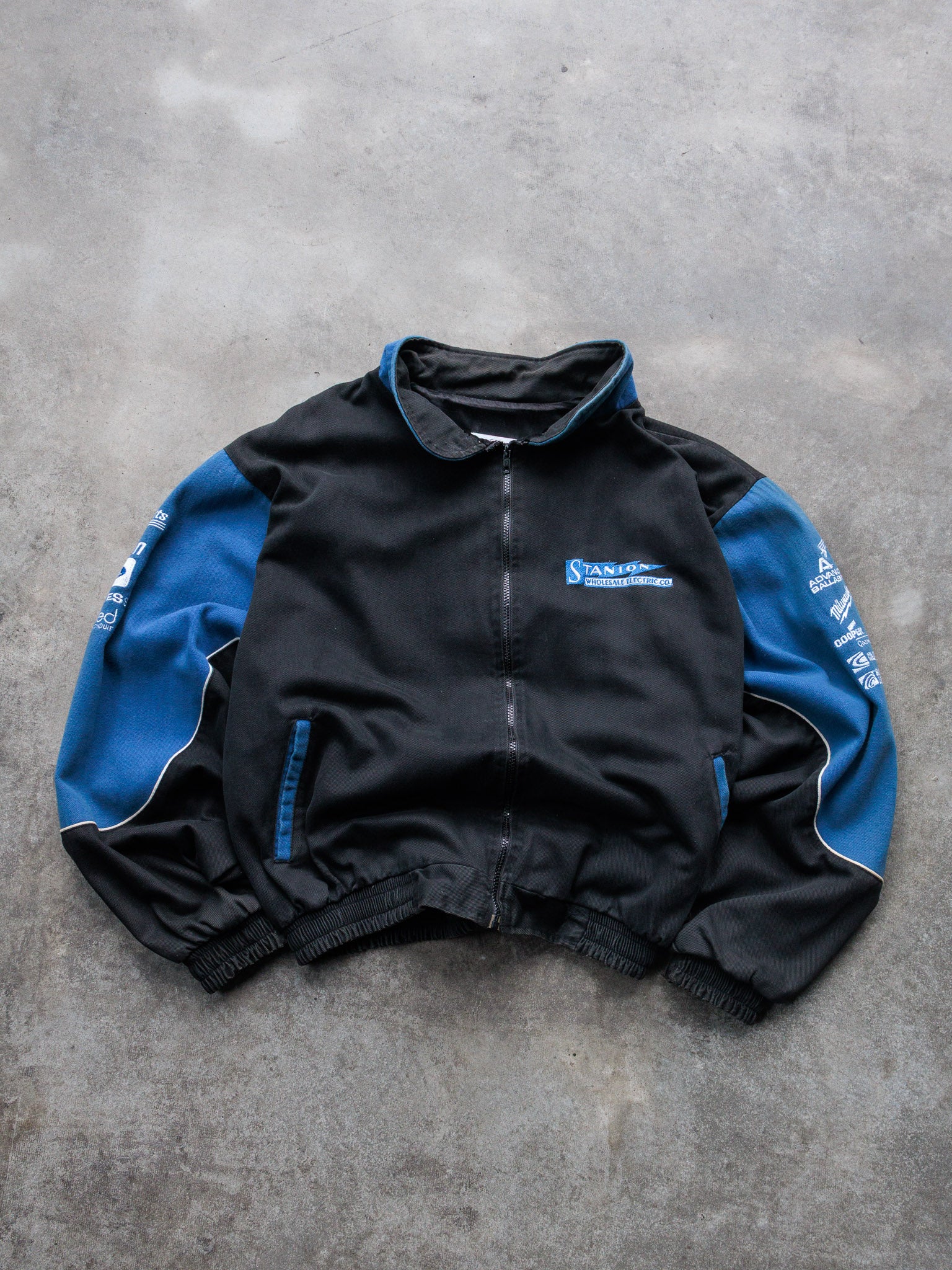 Vintage 90s Black & Blue Stanion Philips Racing Jacket (XL)