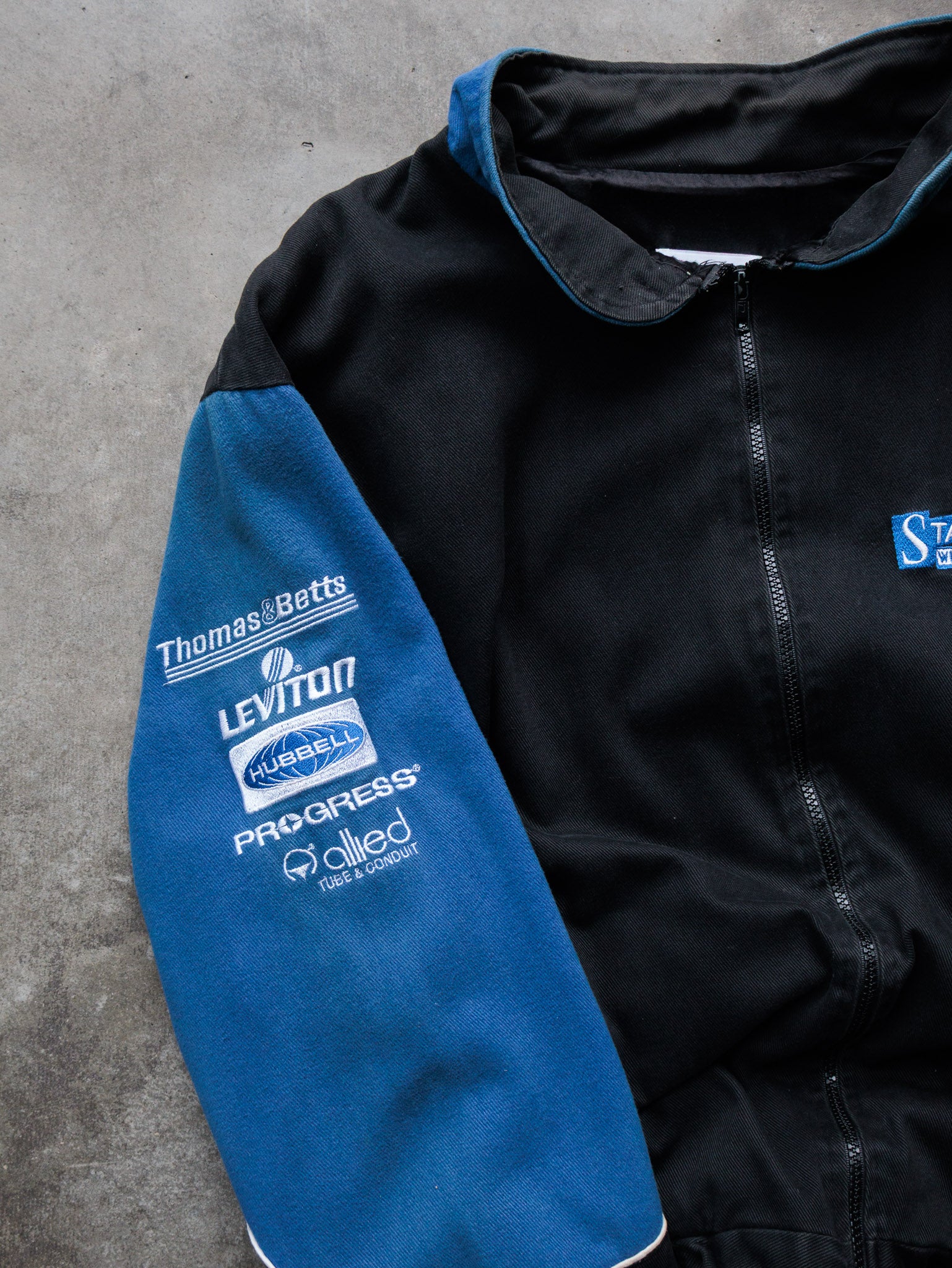 Vintage 90s Black & Blue Stanion Philips Racing Jacket (XL)