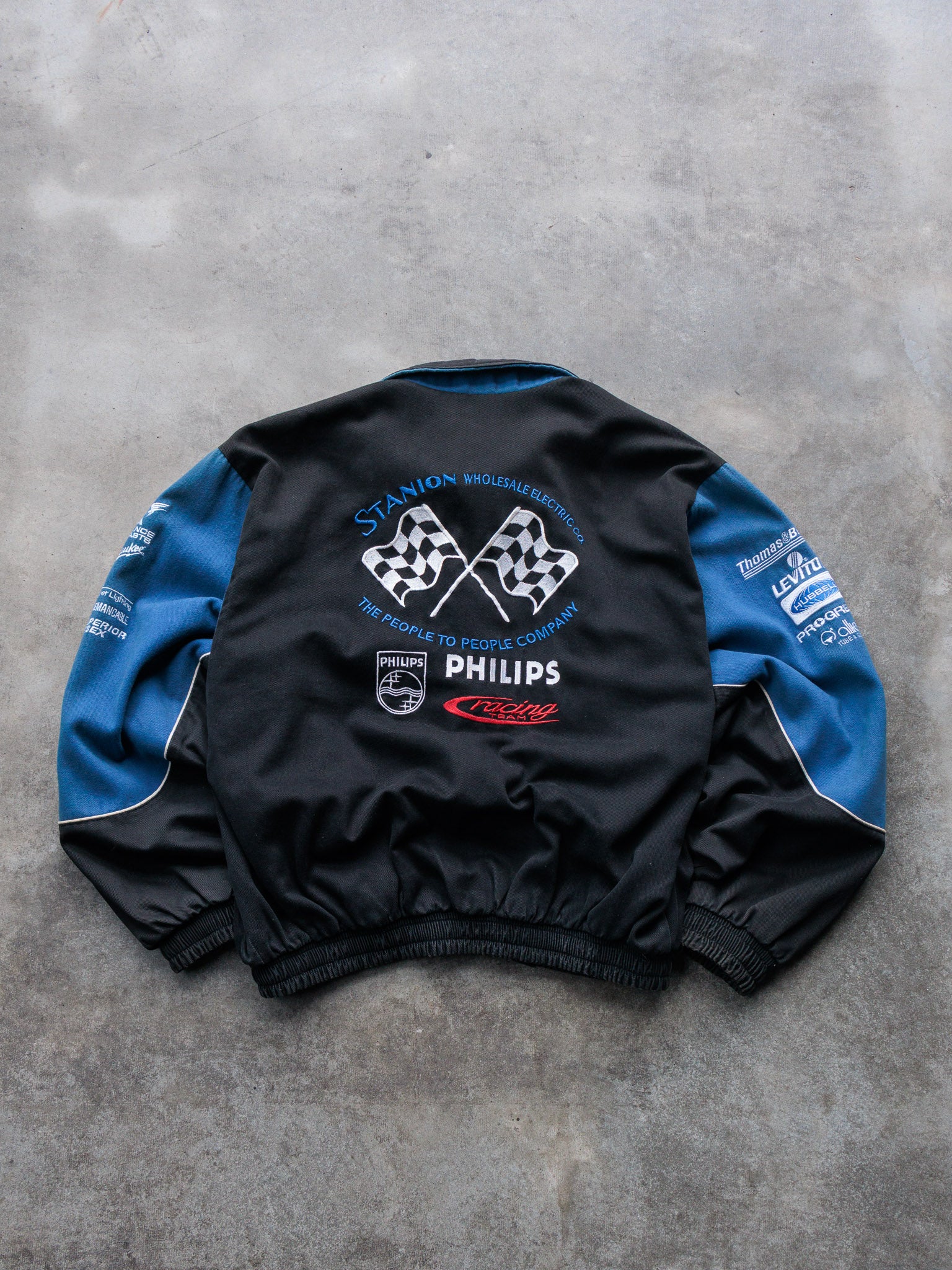 Vintage 90s Black & Blue Stanion Philips Racing Jacket (XL)