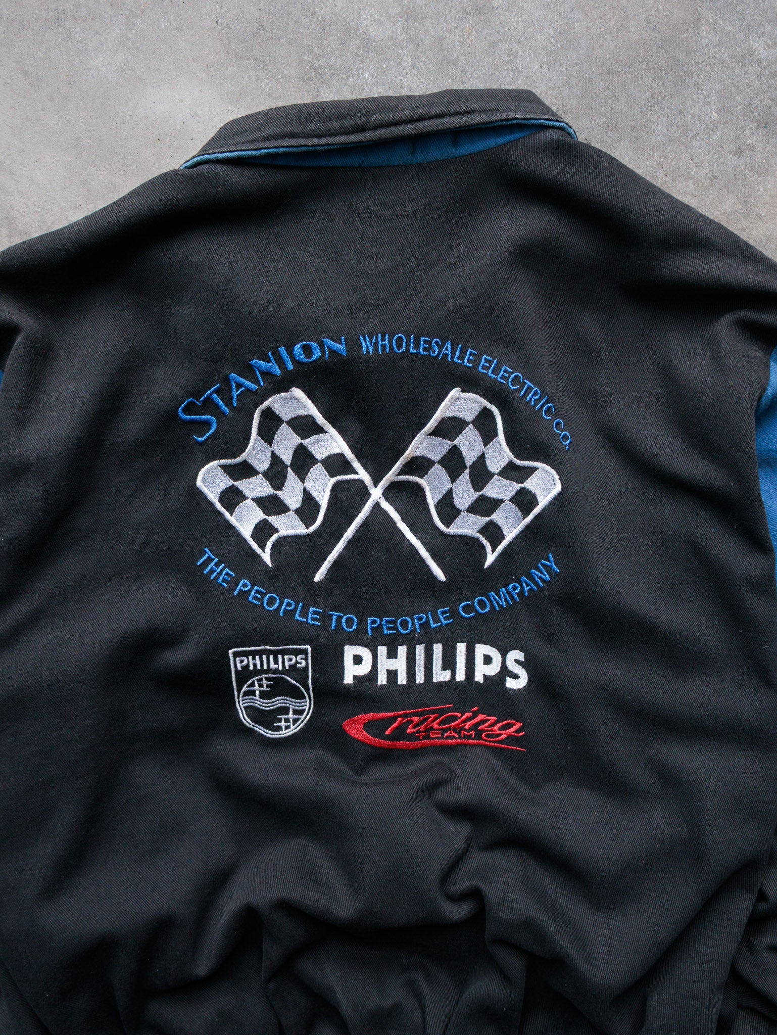 Vintage 90s Black & Blue Stanion Philips Racing Jacket (XL)