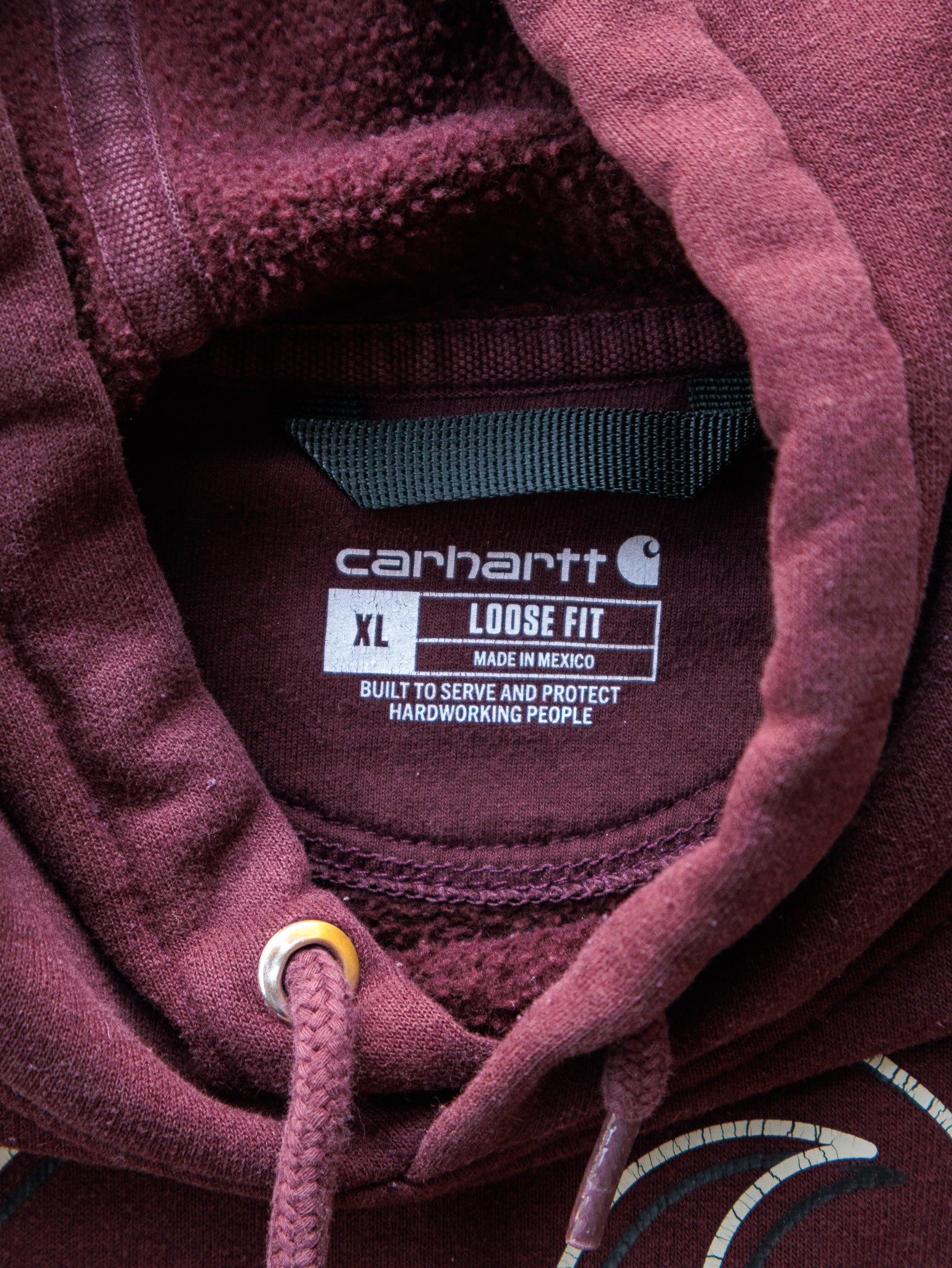 Vintage Burgundy Carhartt Graphic Hoodie (XL)