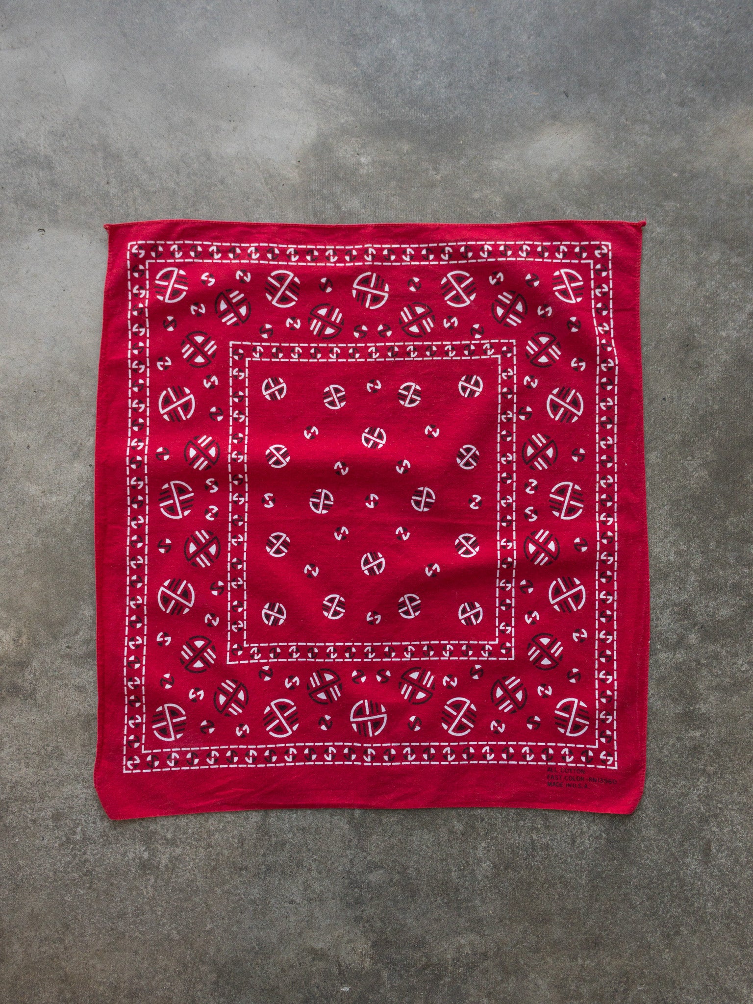 Vintage Red Geometric Bandana