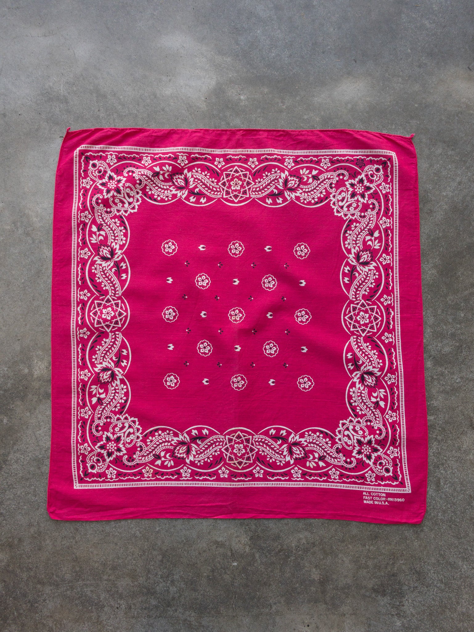 Vintage Hot Pink Floral Paisley Bandana