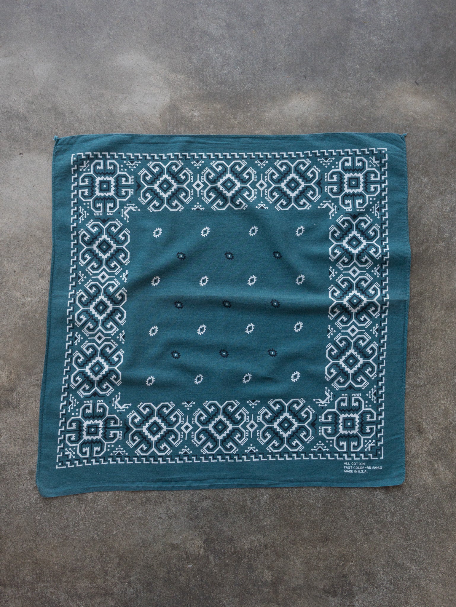 Vintage Dark Teal Geometric Bandana
