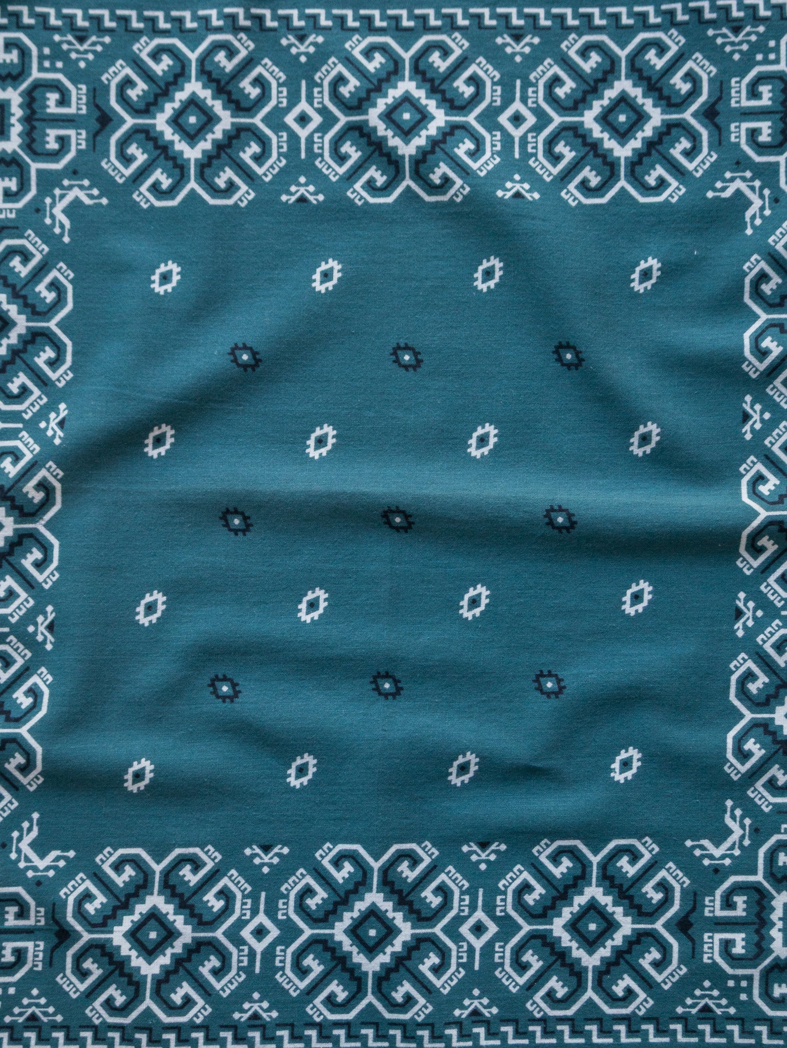 Vintage Dark Teal Geometric Bandana