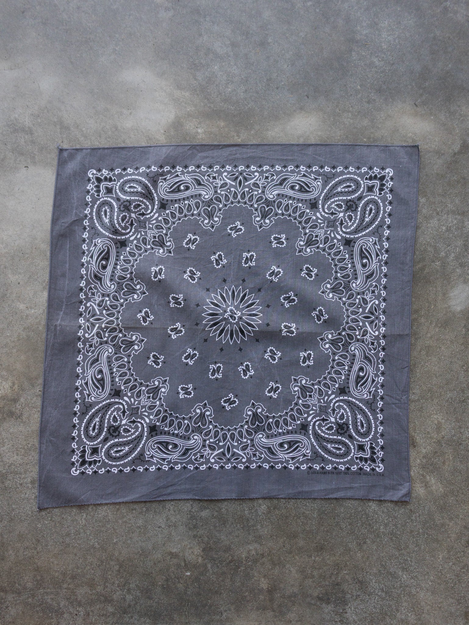 Vintage Charcoal Paisley Bandana