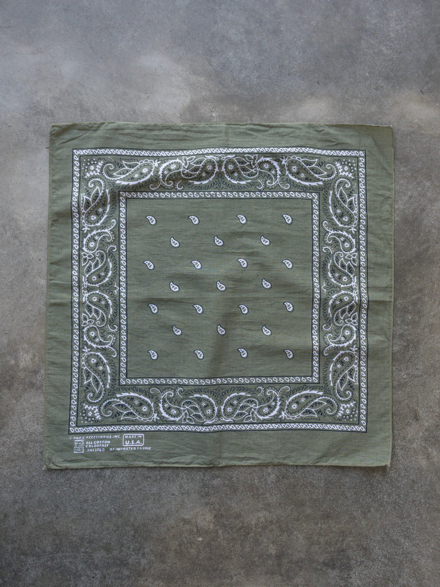 Vintage Olive Green Paisley Bandana