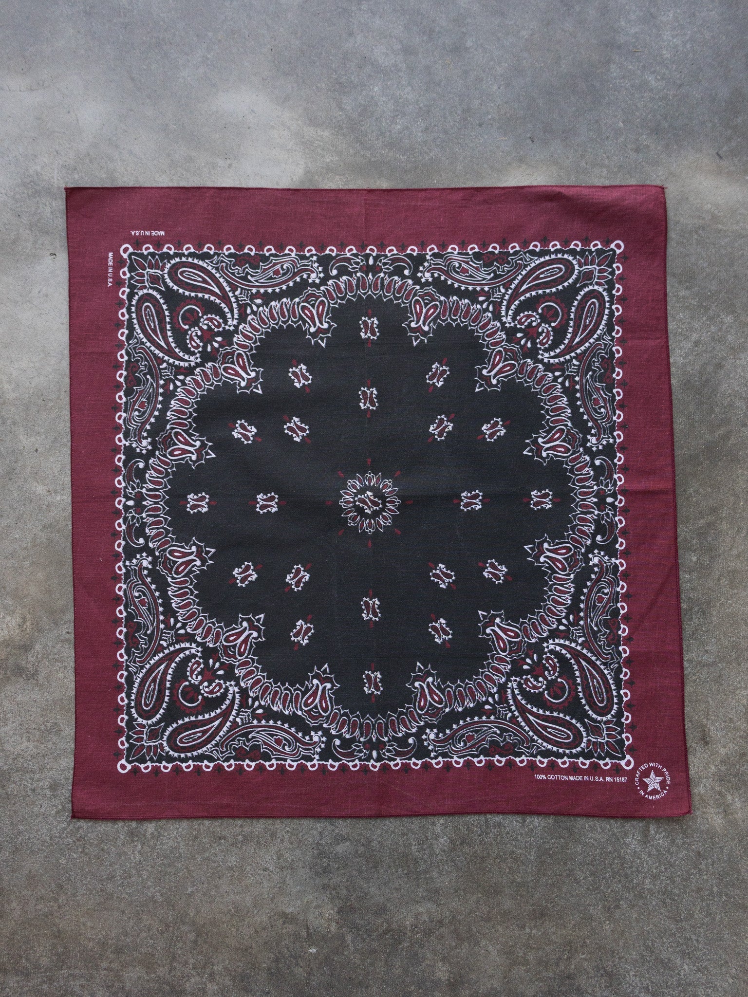 Vintage Black & Burgundy Paisley Bandana