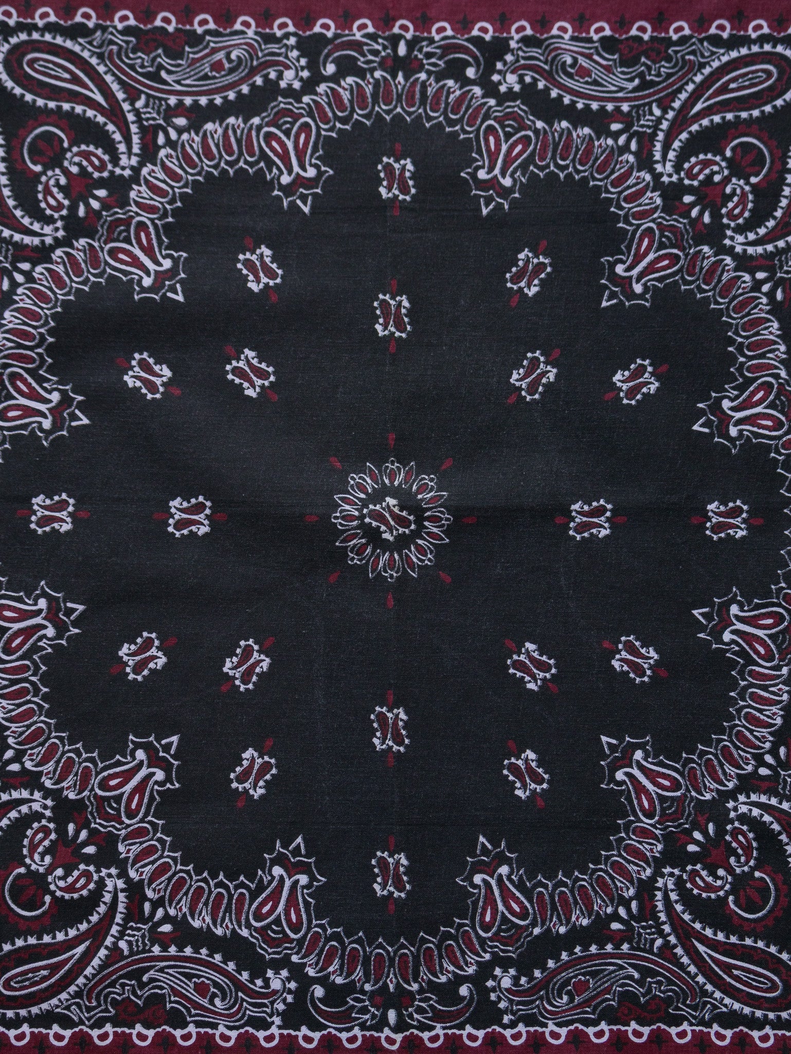 Vintage Black & Burgundy Paisley Bandana
