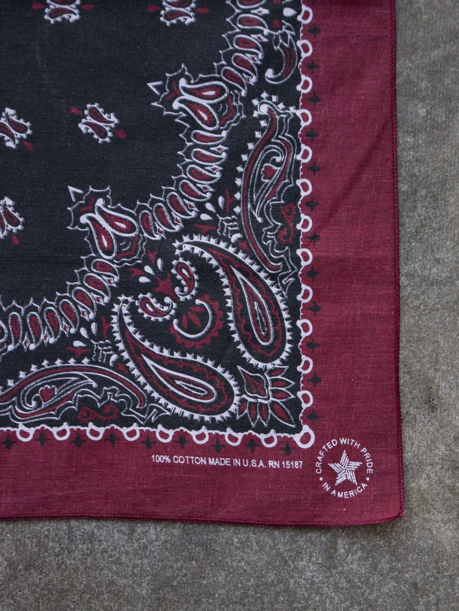 Vintage Black & Burgundy Paisley Bandana