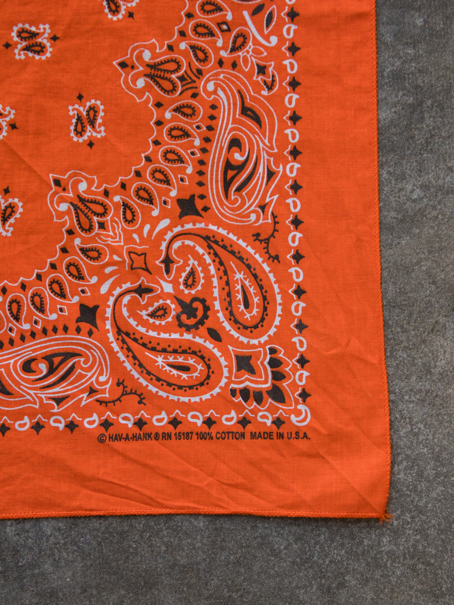 Vintage Bright Orange Paisley Bandana