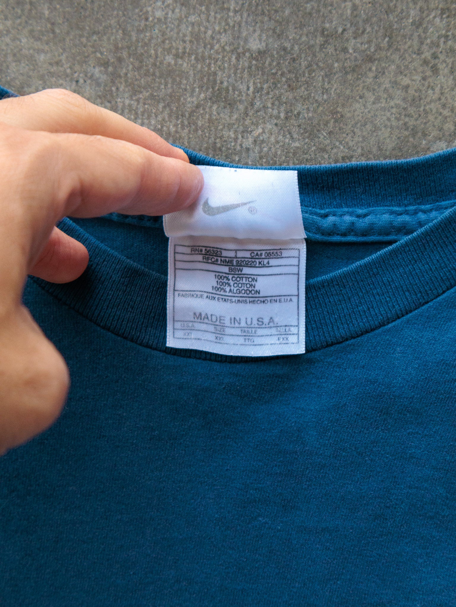 Vintage 90s Teal Nike USA Just Do It Tee (2XL)