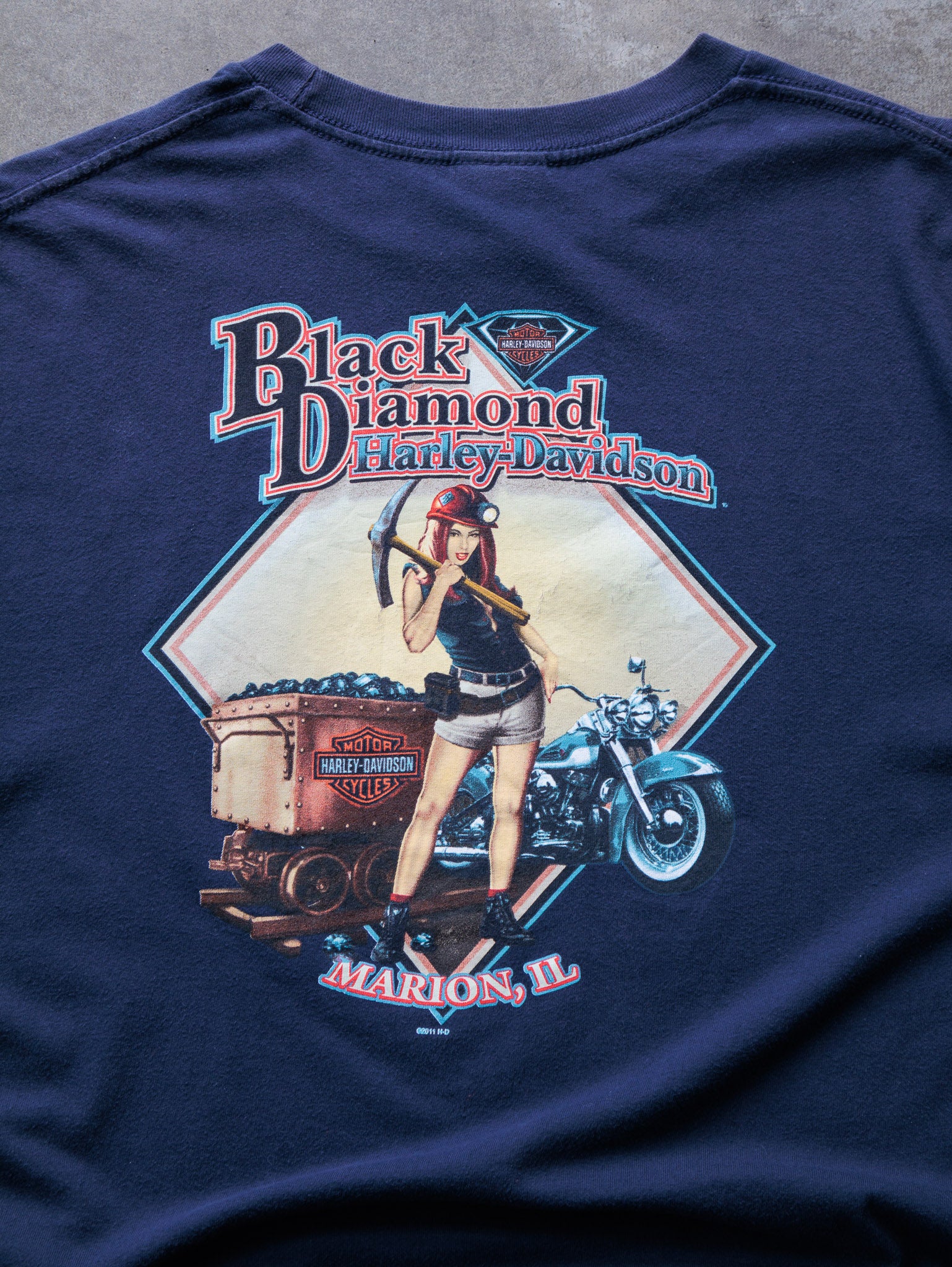 Vintage 2012 Harley-Davidson Black Diamond Marion IL Tee (XL)