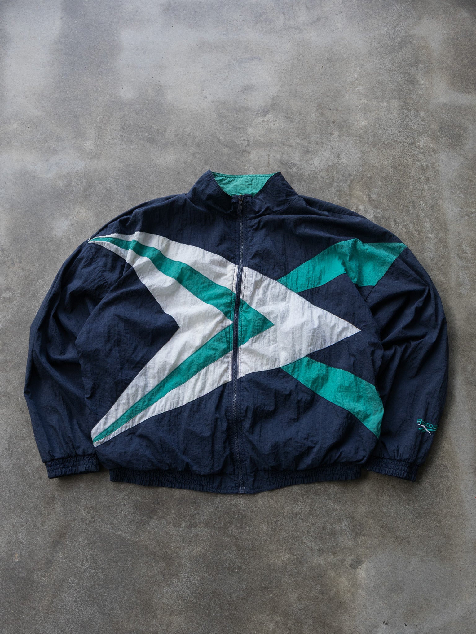 Vintage Navy & Teal Reebok Windbreaker (XL)