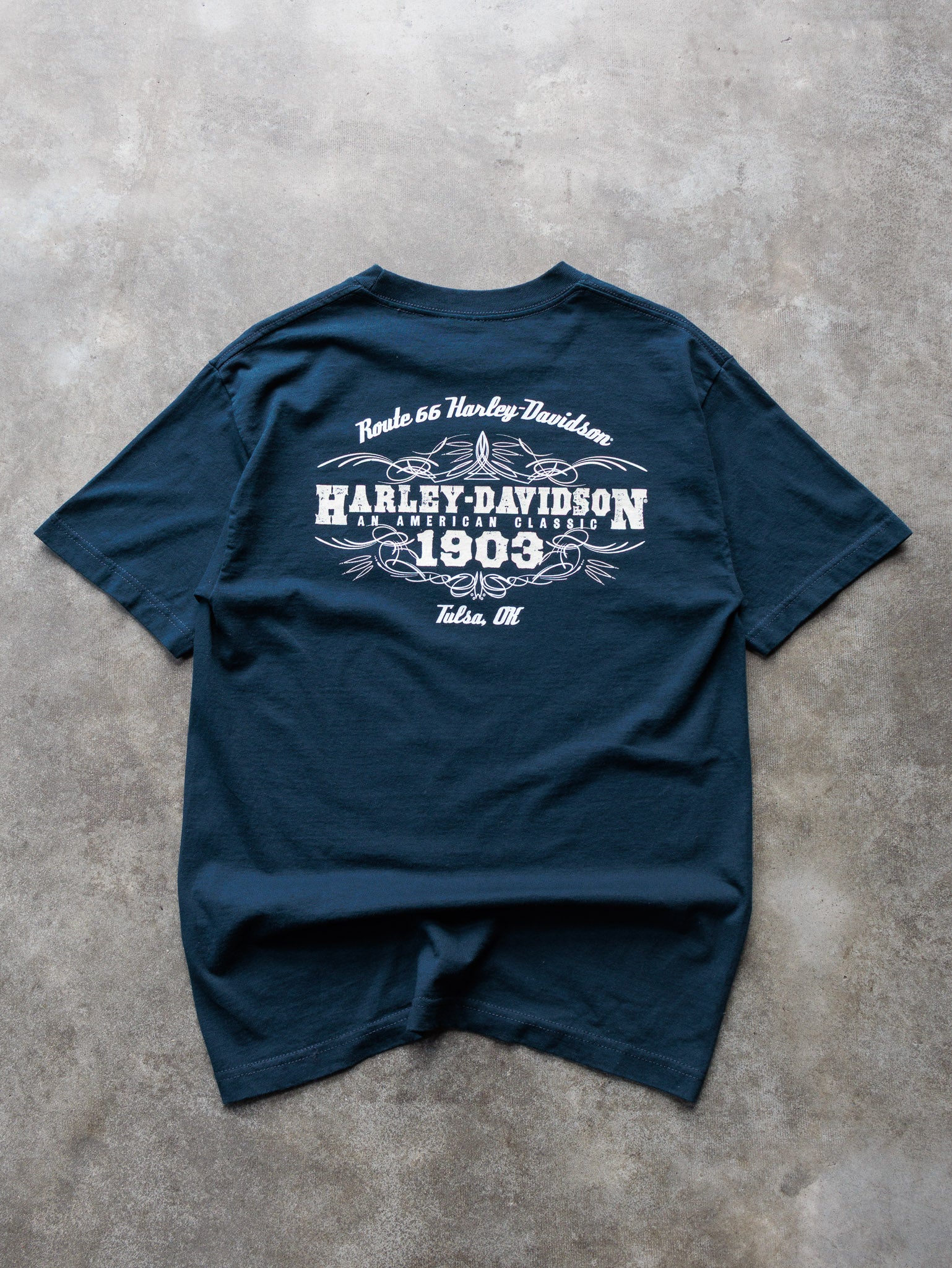 Vintage Navy Harley-Davidson Tulsa Oklahoma Tee (M)