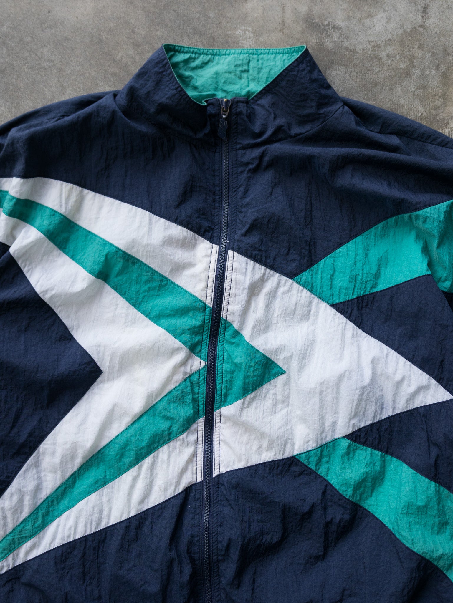 Vintage Navy & Teal Reebok Windbreaker (XL)