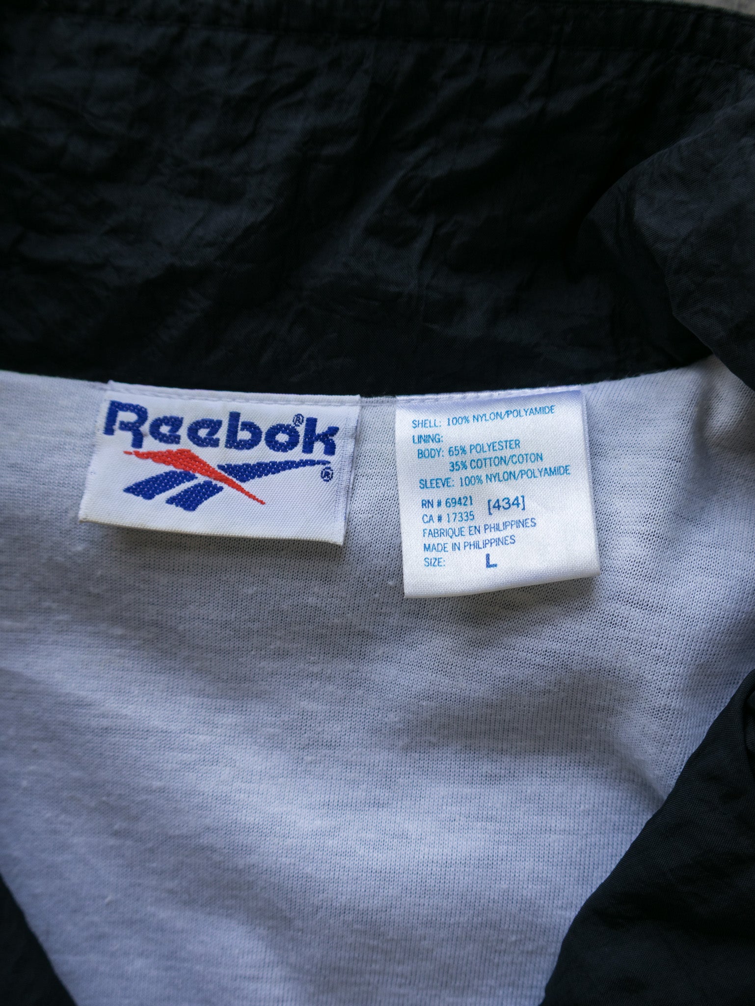 Vintage Black & White Reebok Windbreaker (L)