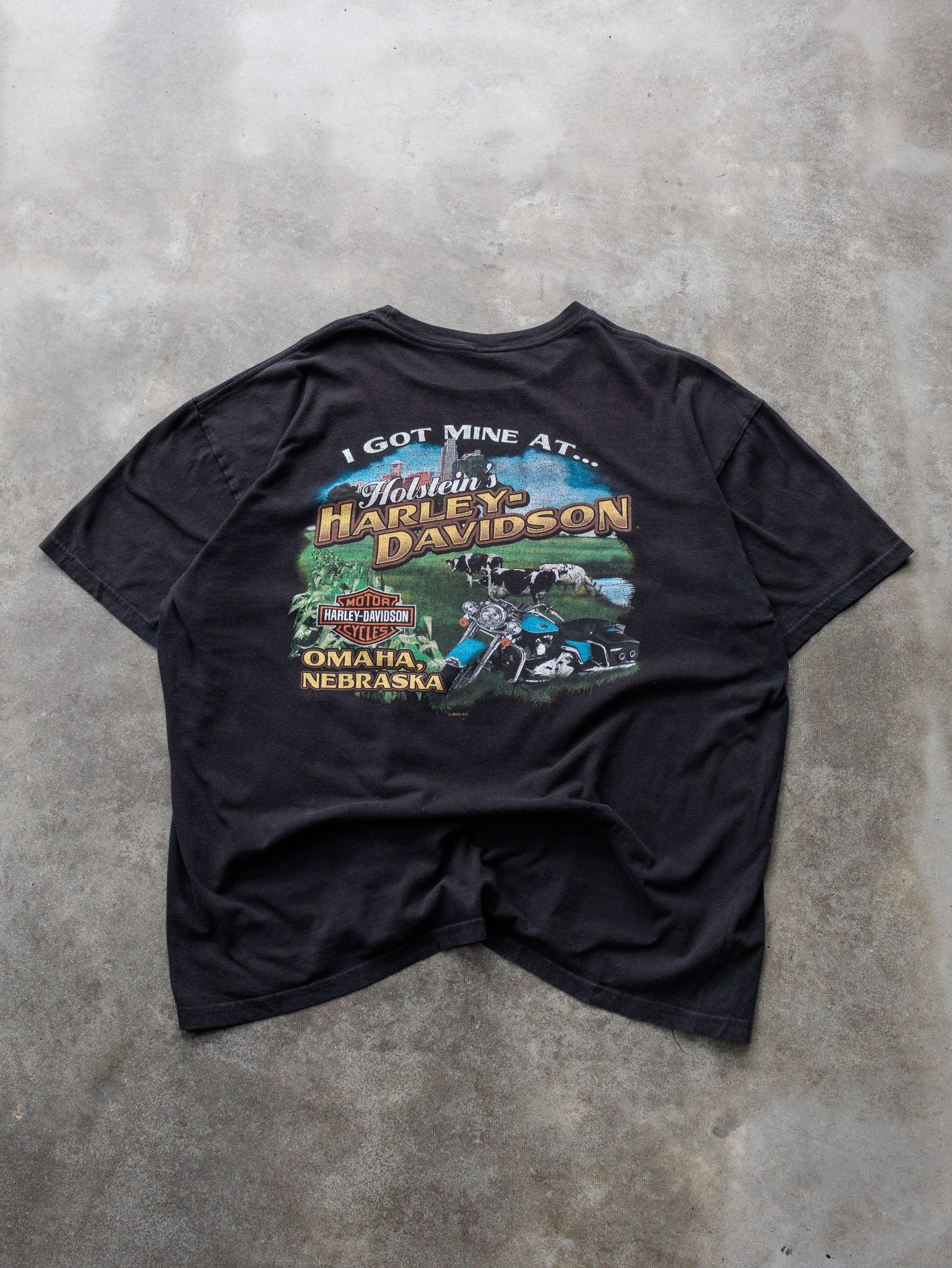 Vintage Black Harley-Davidson Omaha Nebraska Tee (2XL)