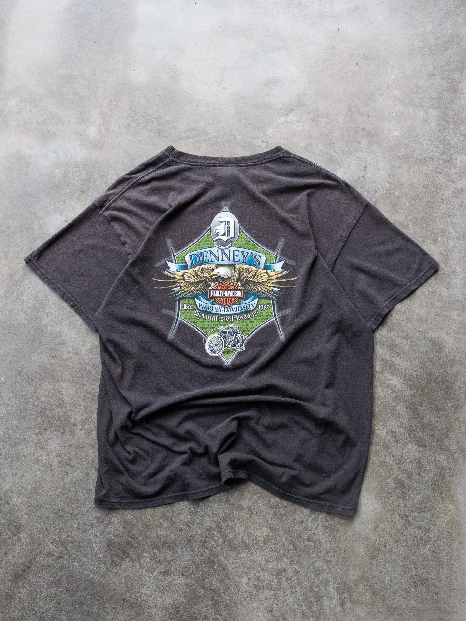 Vintage Faded Black Harley-Davidson Springfield Missouri Tee (XL)
