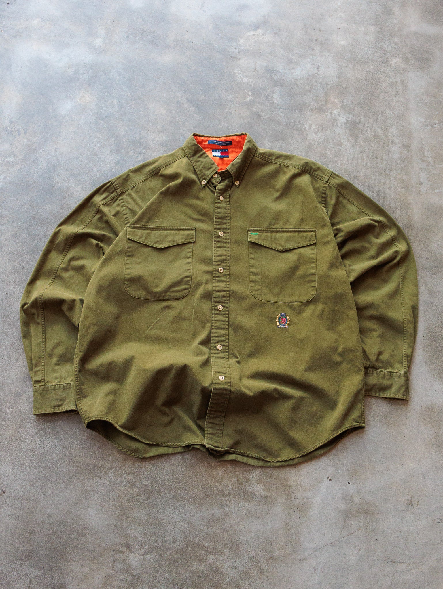 Vintage Olive Tommy Hilfiger Shirt (L)