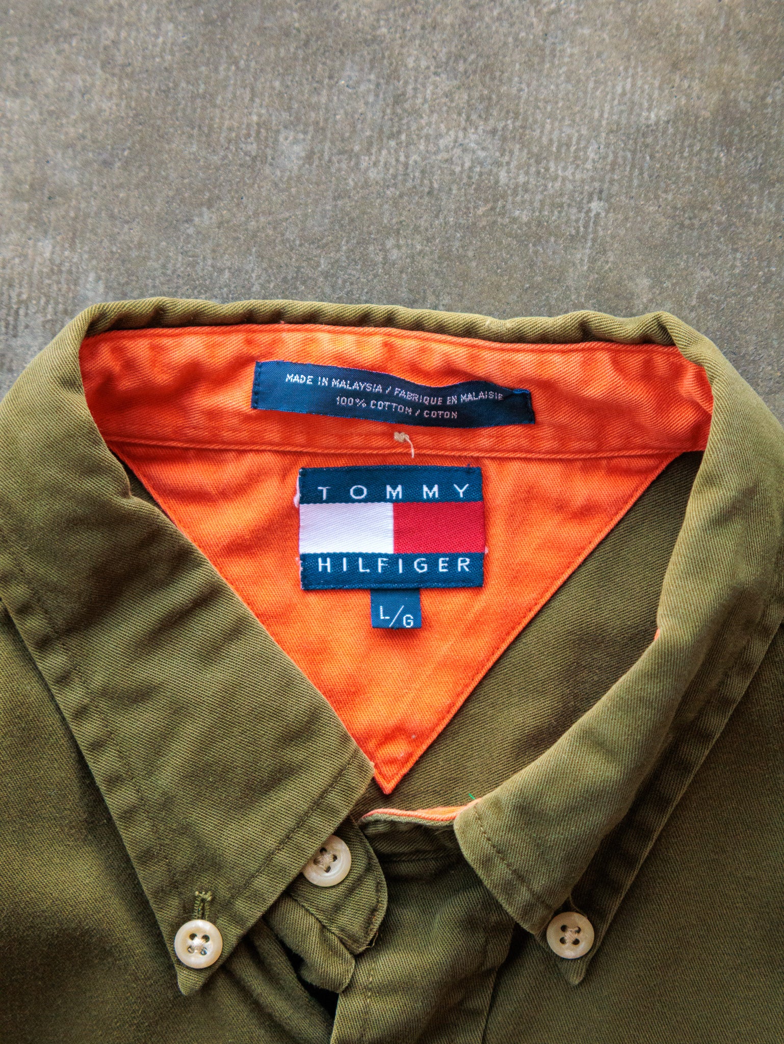 Vintage Olive Tommy Hilfiger Shirt (L)