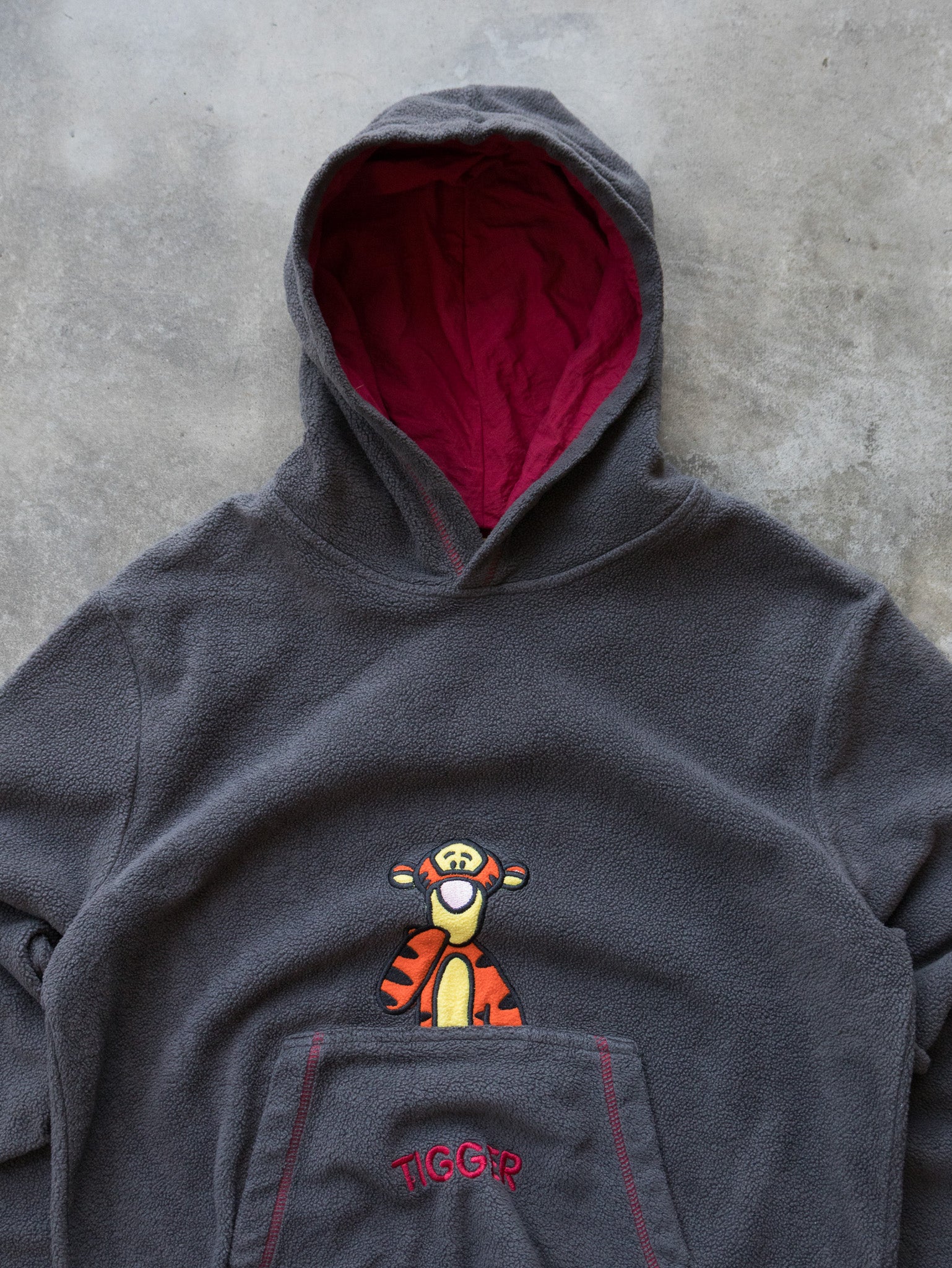 Vintage Grey Tigger Fleece Hoodie (L)
