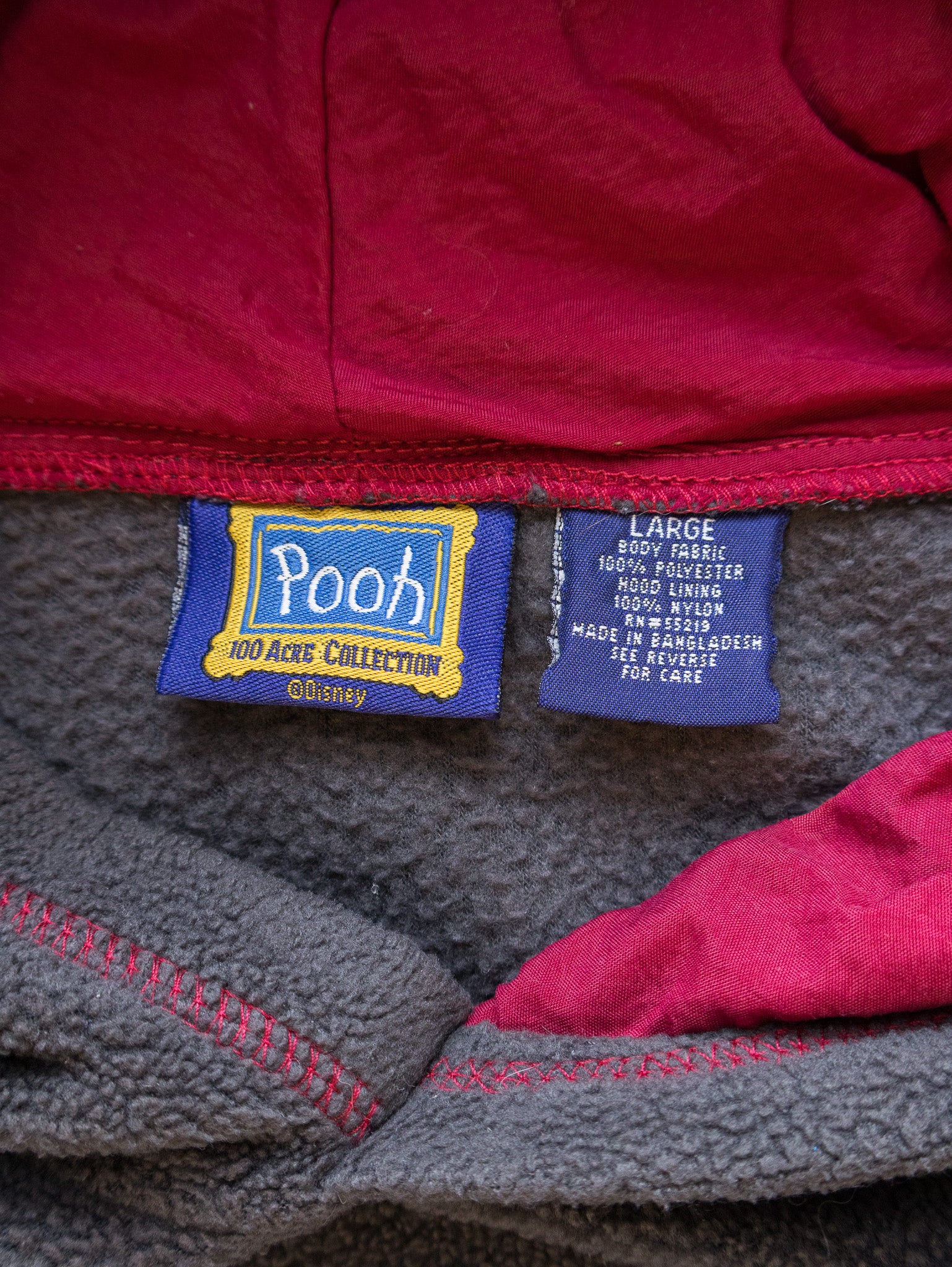 Vintage Grey Tigger Fleece Hoodie (L)