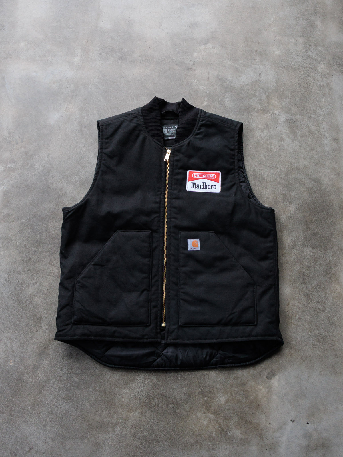 Vintage Black Carhartt Marlboro Unlimited Vest (L)