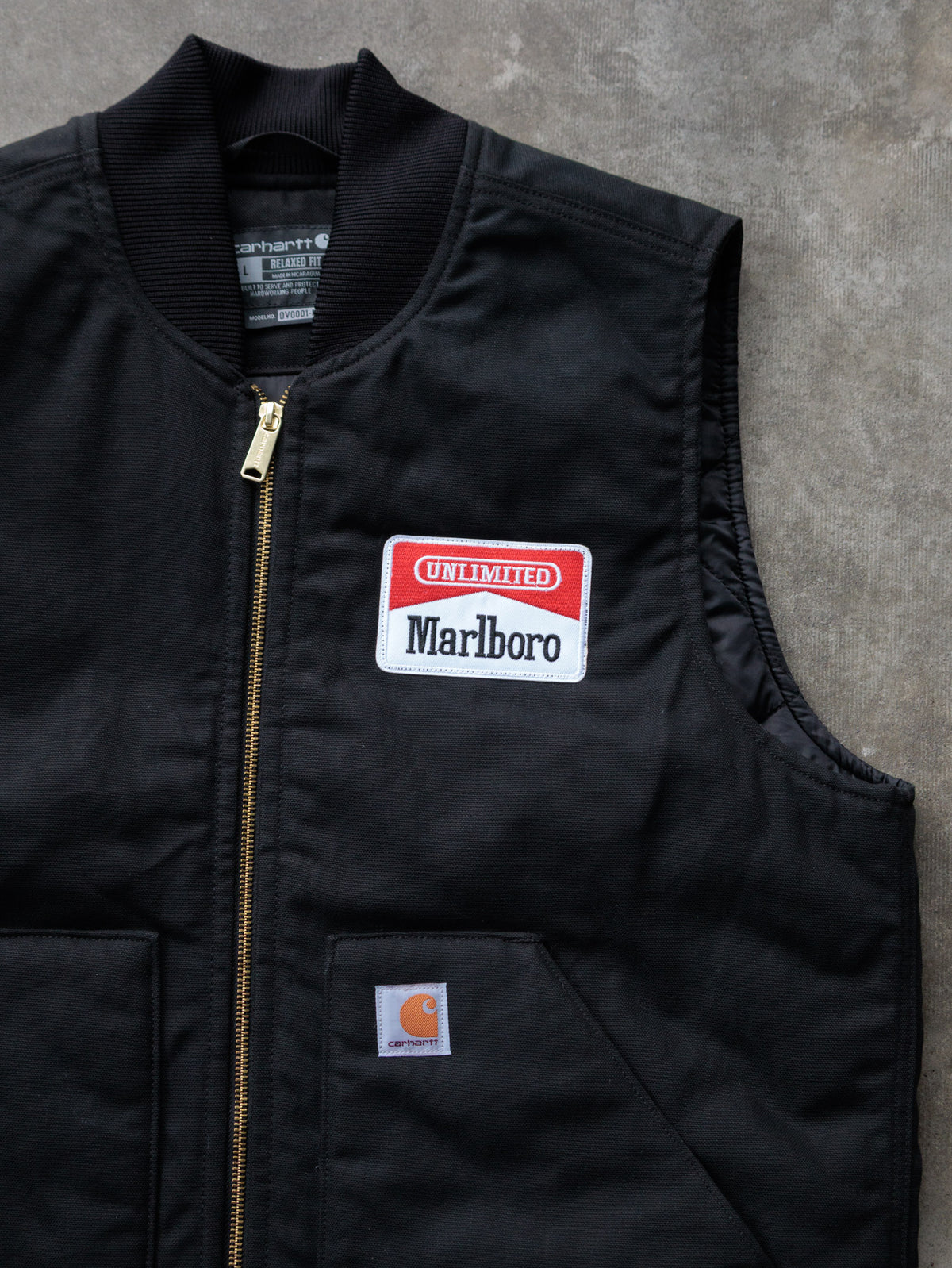 Vintage Black Carhartt Marlboro Unlimited Vest (L)